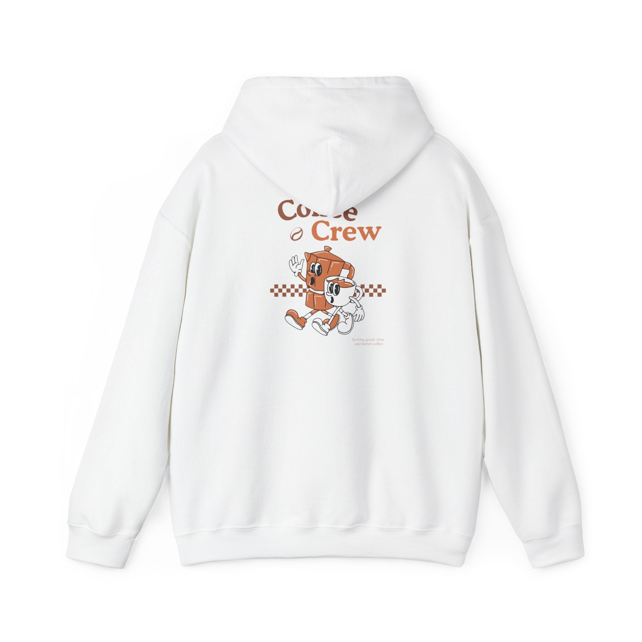 Coffee Crew Hoodie – Retro Running Coffee Cup Graphic Hooded Sweatshirt