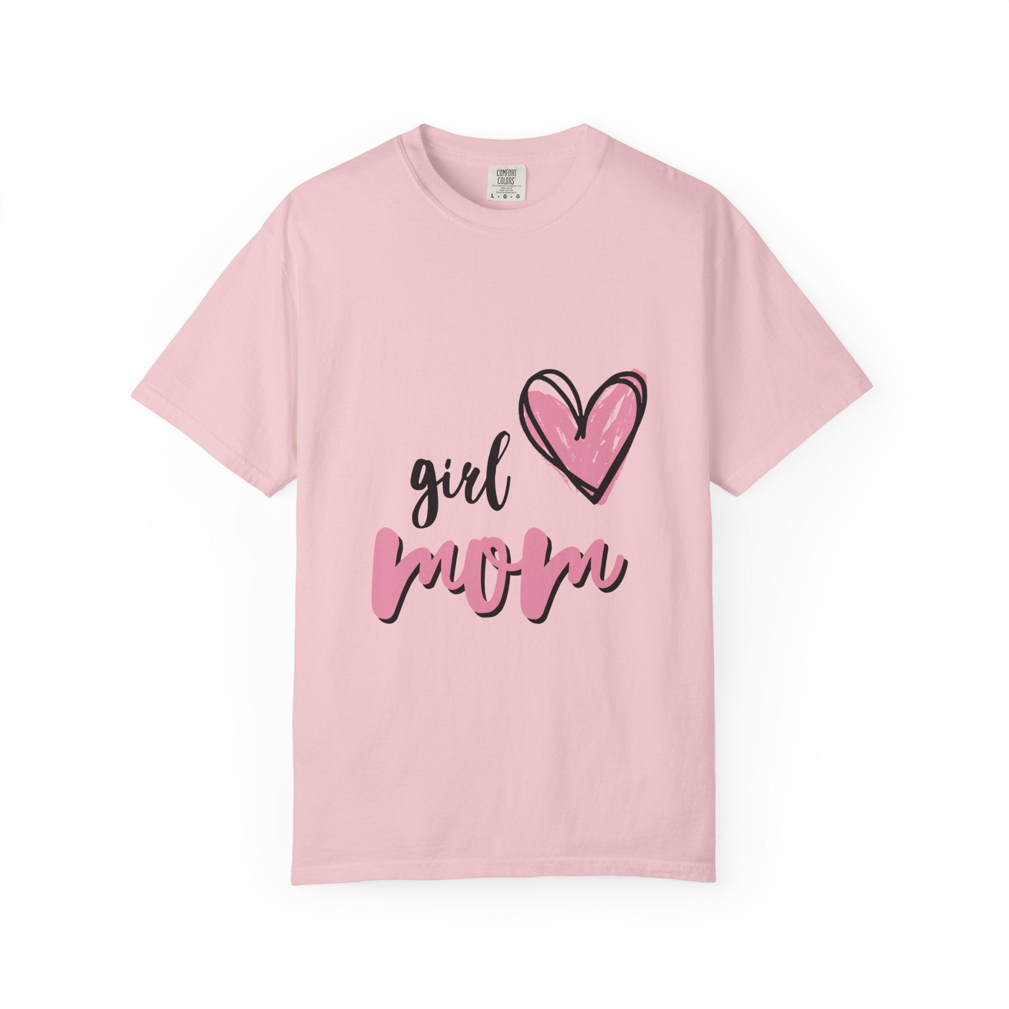 Girl Mom T-Shirt — Pink Heart Mom Shirt for New & Proud Mothers