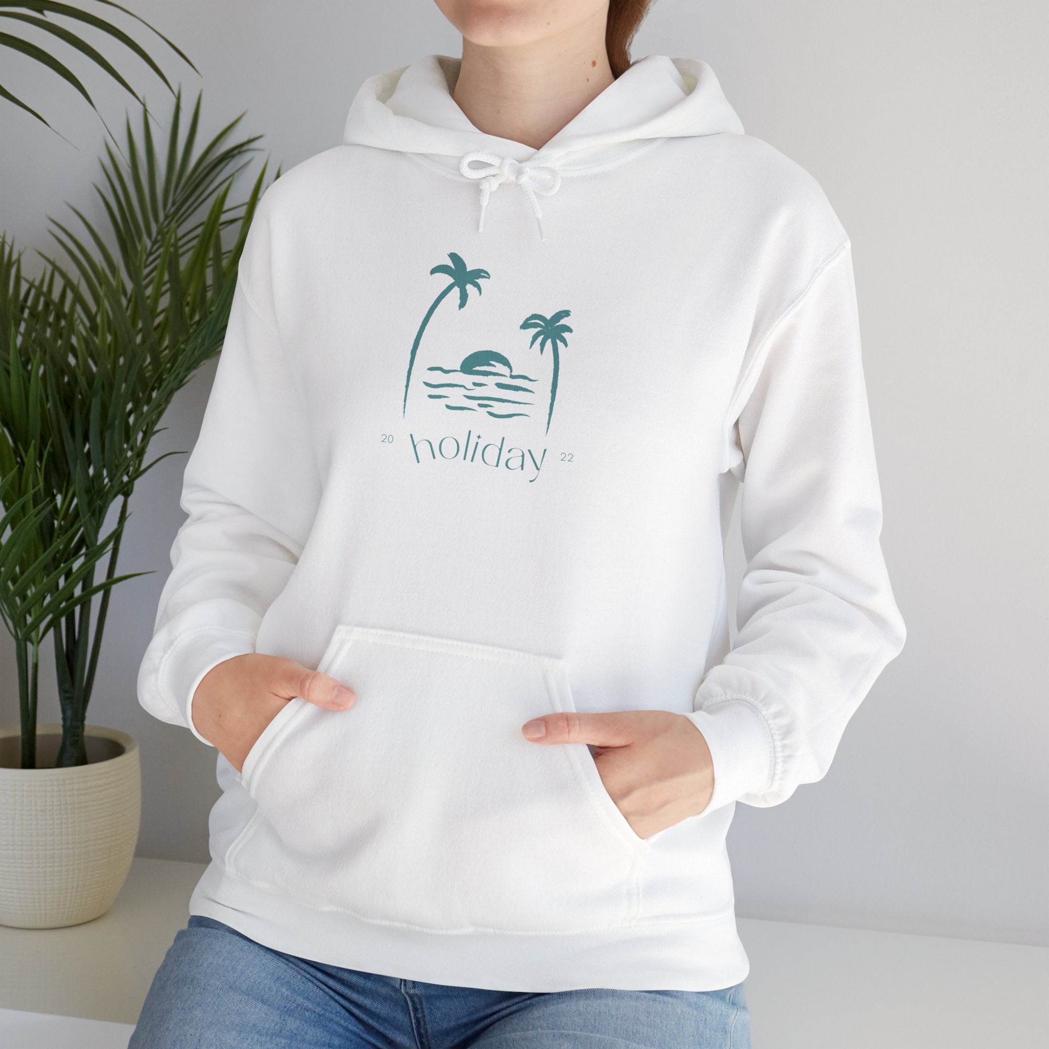 Sunset Palms Hoodie – Coastal 'Woke Up' Beach Sweatshirt