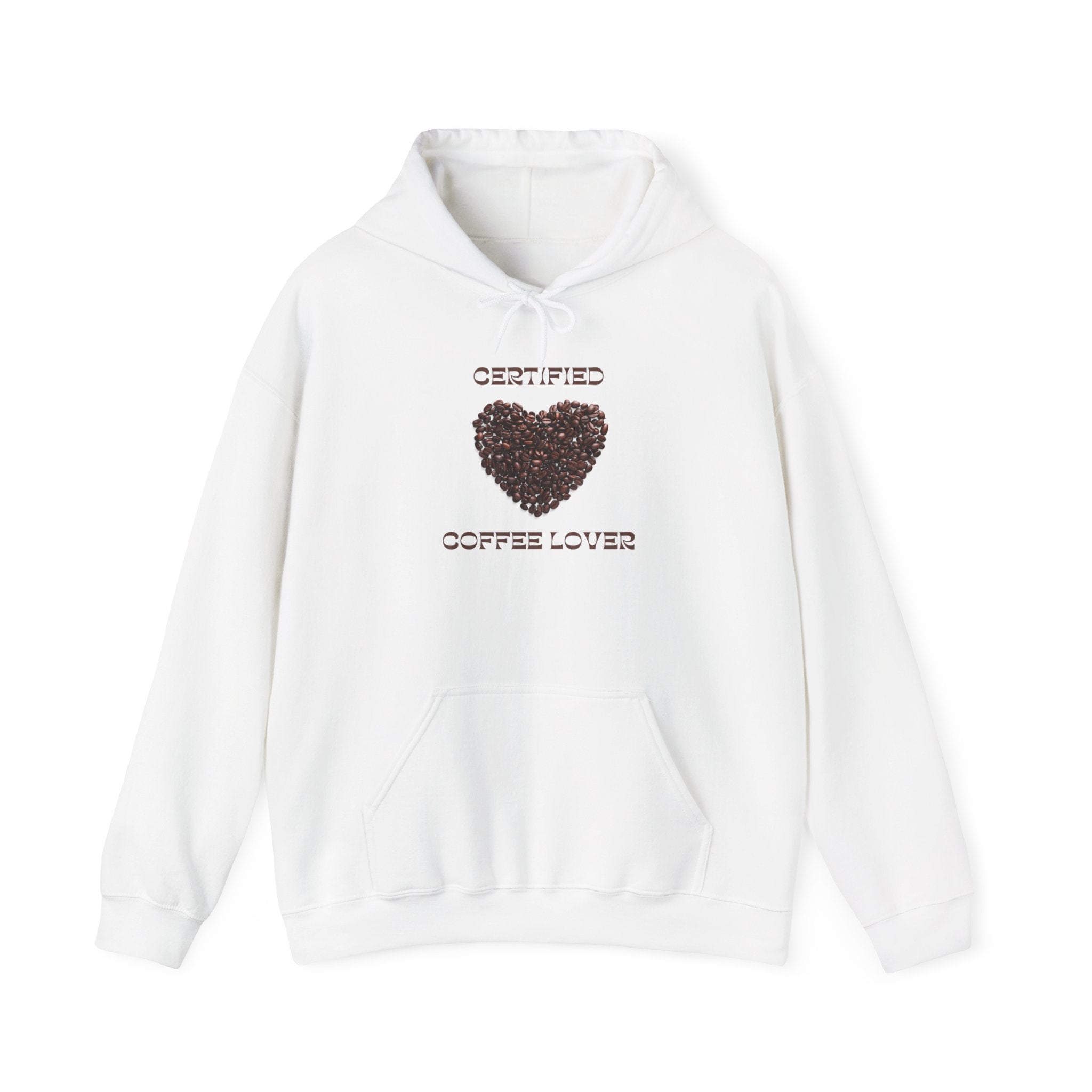 Coffee Lover Hoodie — "Certified Coffee Lover" Heart of Coffee Beans Pullover