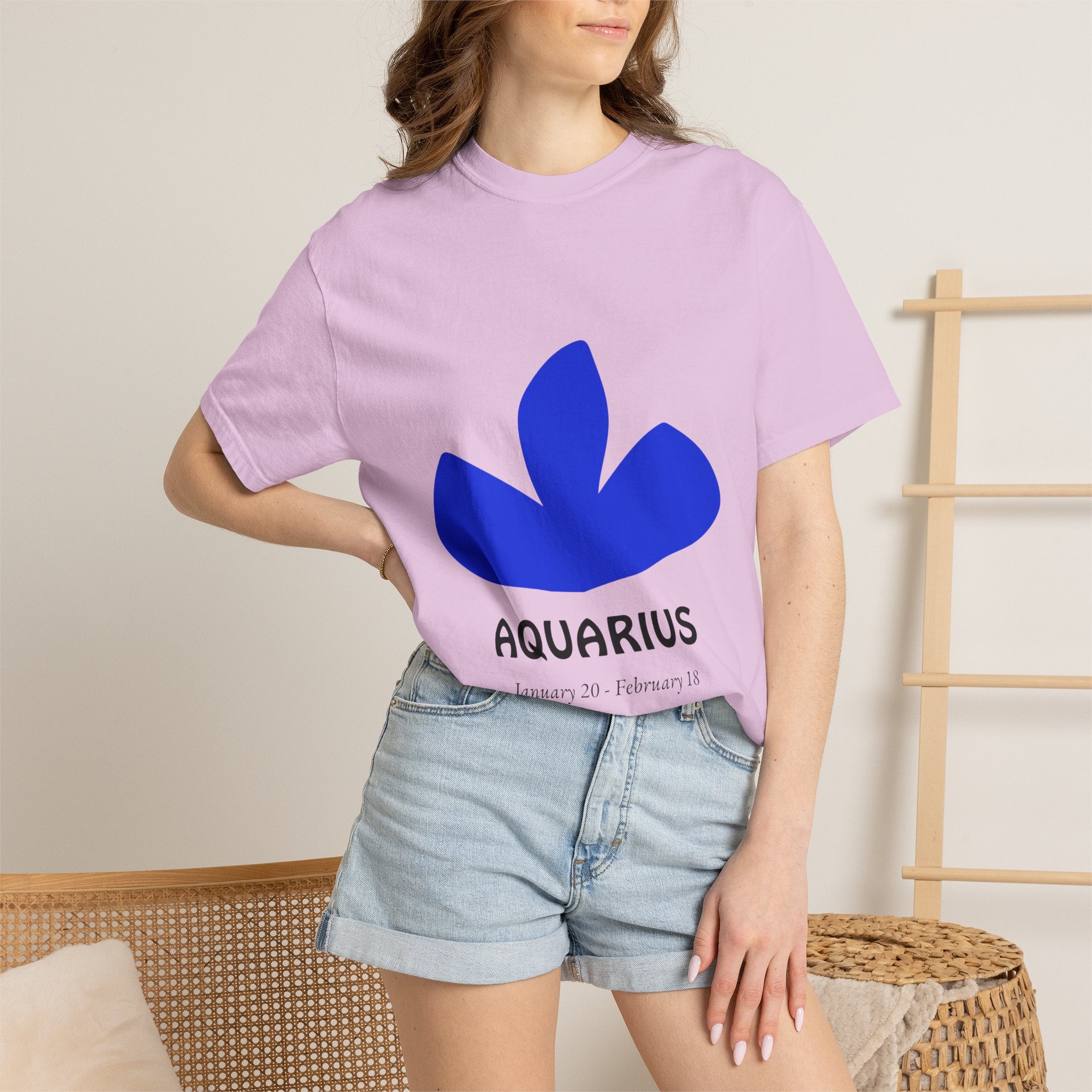 Aquarius Zodiac T-Shirt — Bold Blue Symbol, January 20–February 18 Astrology Tee