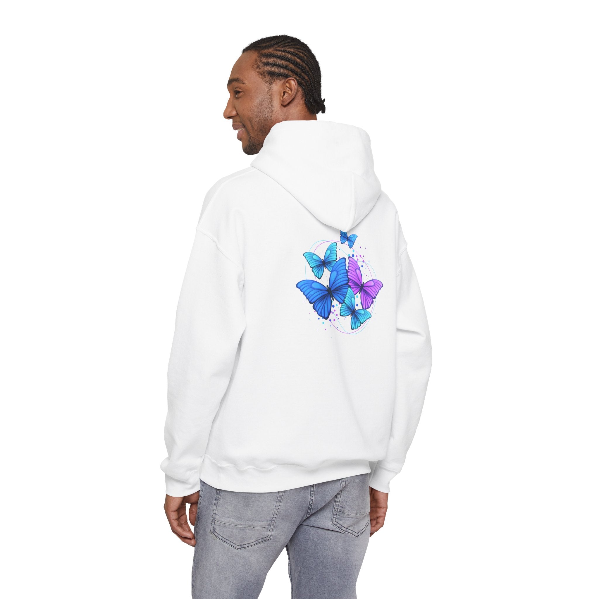 Butterfly Cluster Hoodie – Blue & Purple Butterfly Graphic Sweatshirt