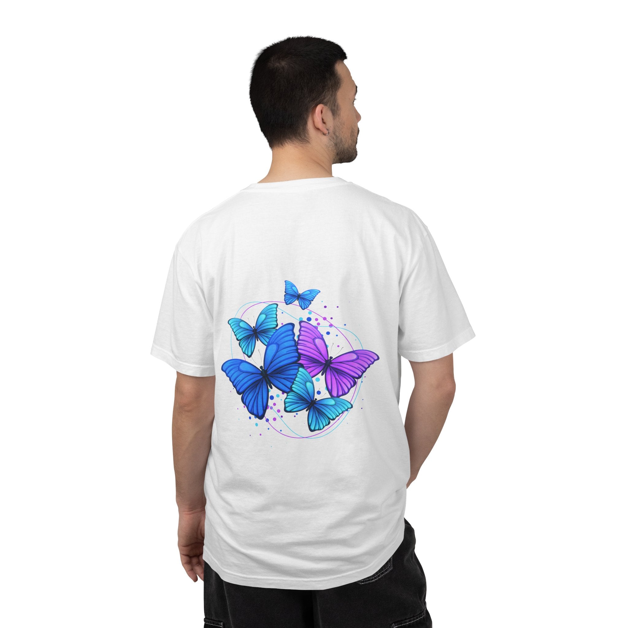 Butterfly Cluster T‑Shirt — Blue & Purple Wings Graphic Tee