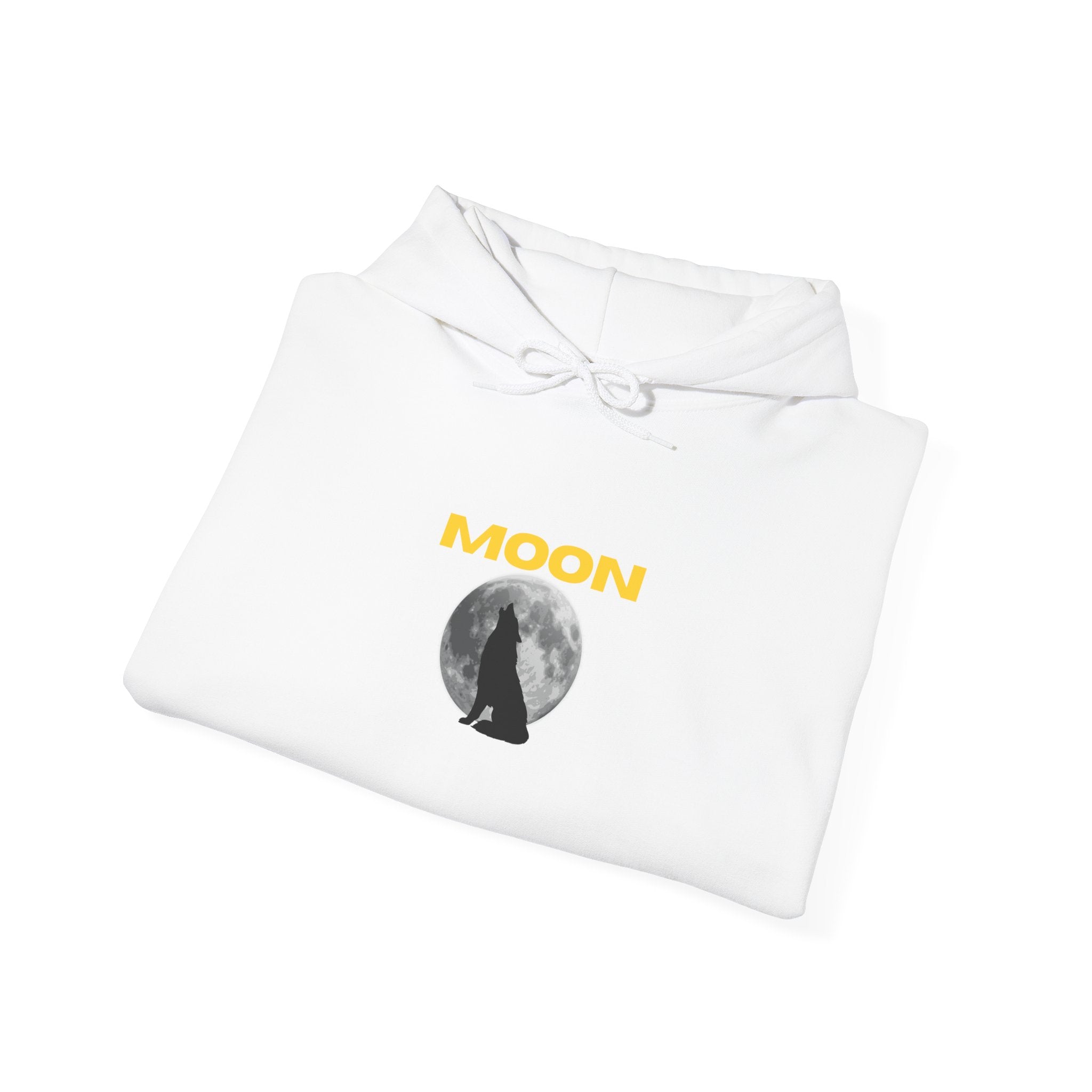 Moon Graphic Hoodie — Wolf Howling at Full Moon Pullover