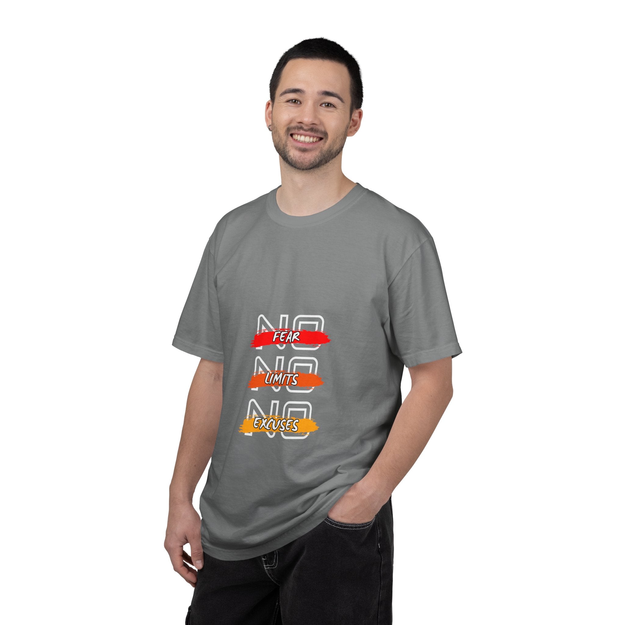 T-Shirt — "No Fear, No Limits, No Excuses" Motivational Graphic Tee