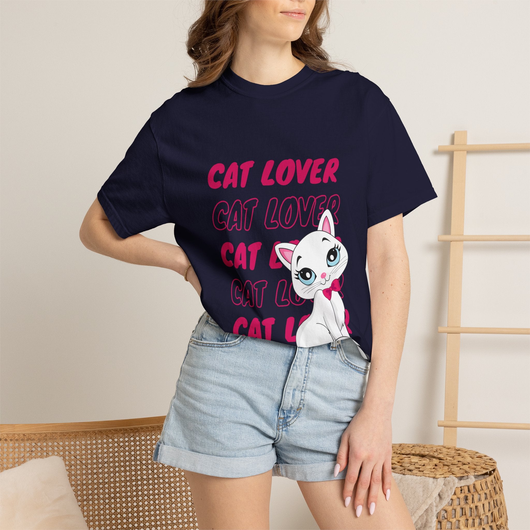 Cat Lover T-Shirt — Cute White Kitten Graphic Tee for Cat Moms & Fans