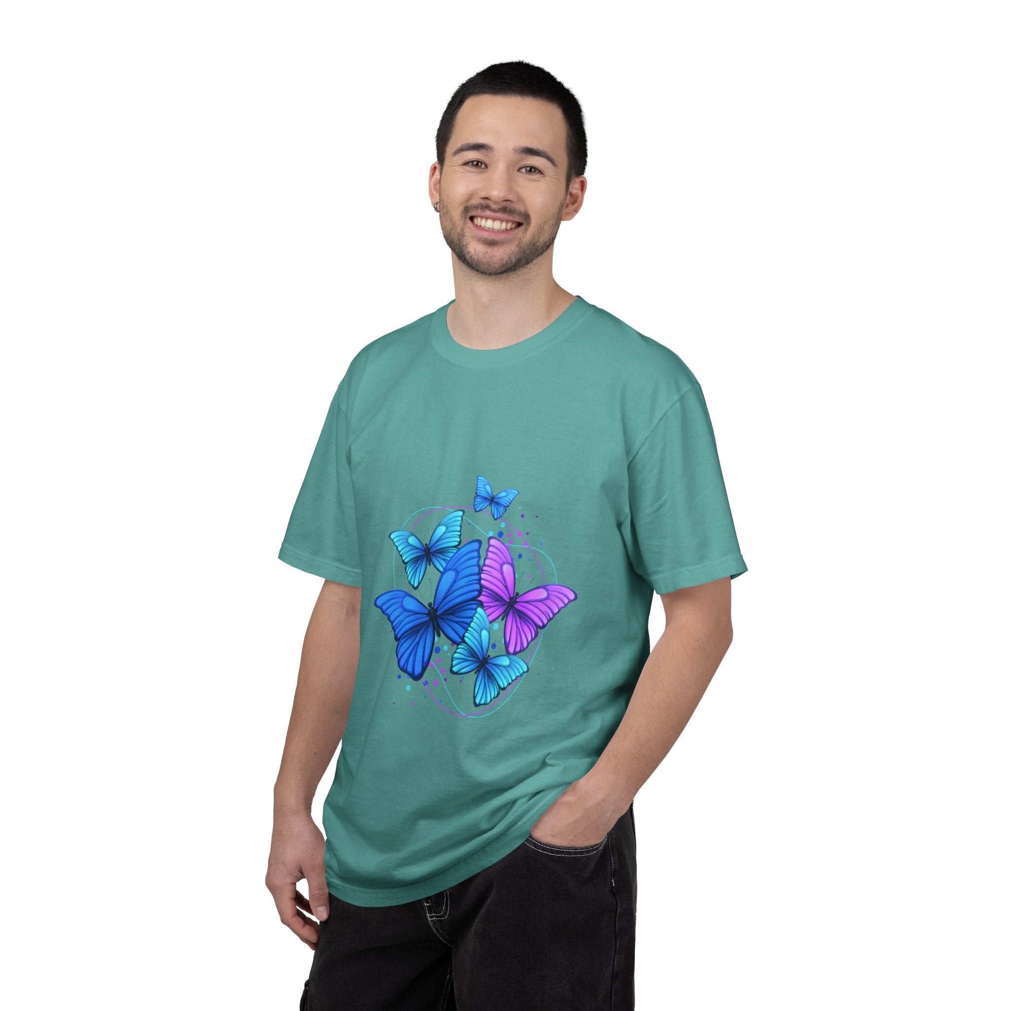 Butterfly Cluster T‑Shirt — Blue & Purple Wings Graphic Tee