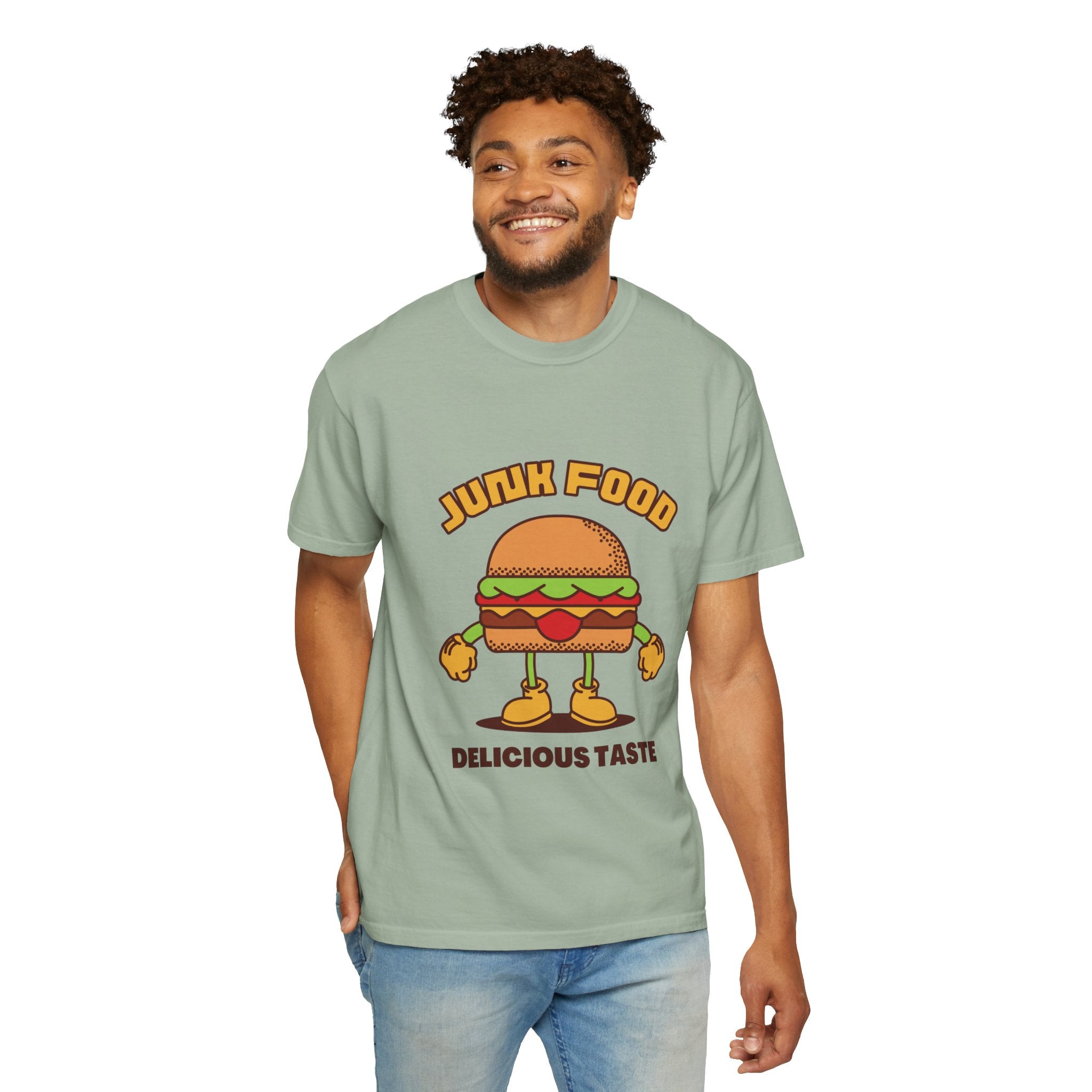 Junk Food Burger T-Shirt — Cute Retro ‘Delicious Taste’ Graphic Tee