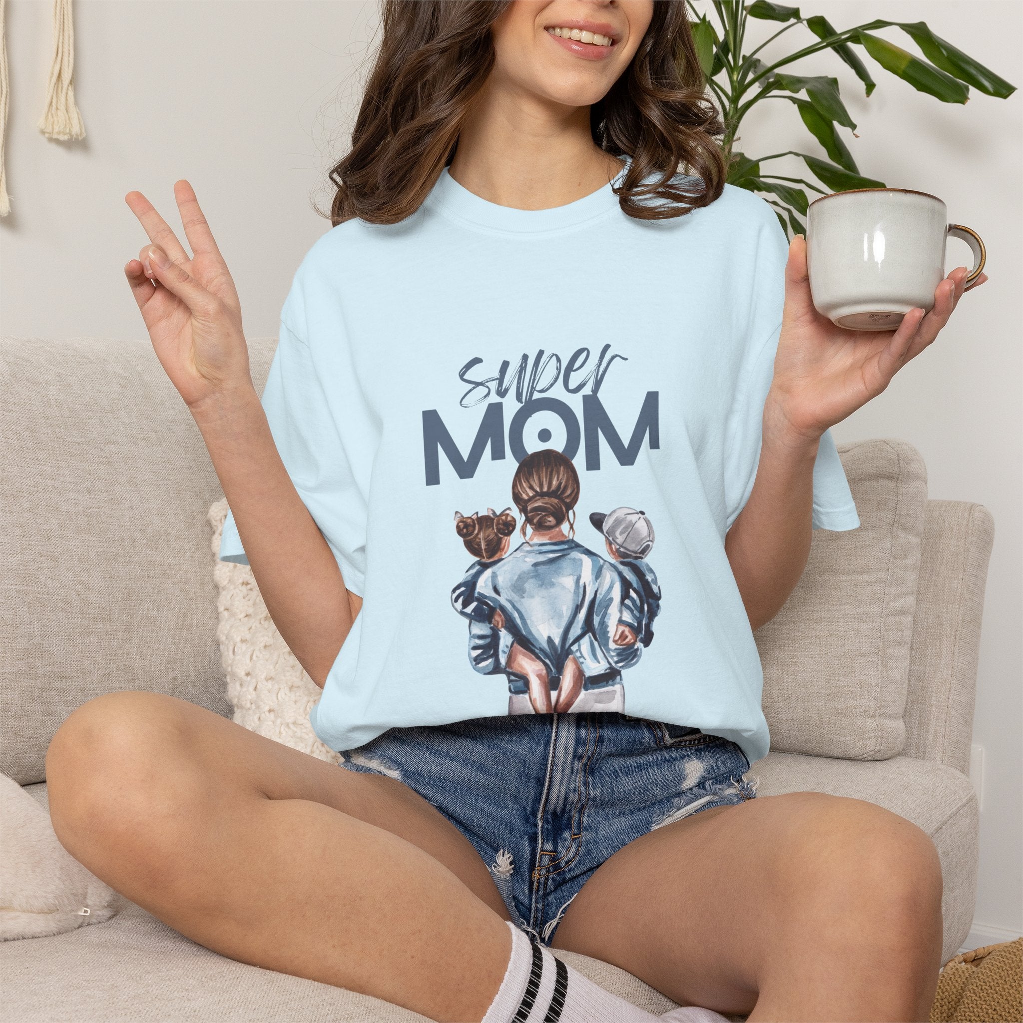 Super Mom T-Shirt — Mom with Kids Graphic Tee | Mother's Day Gift