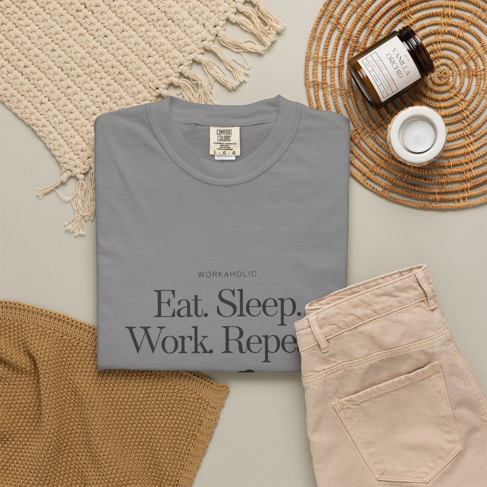 Eat. Sleep. Work. Repeat. Tee — Minimalist Remote Work Graphic T-Shirt