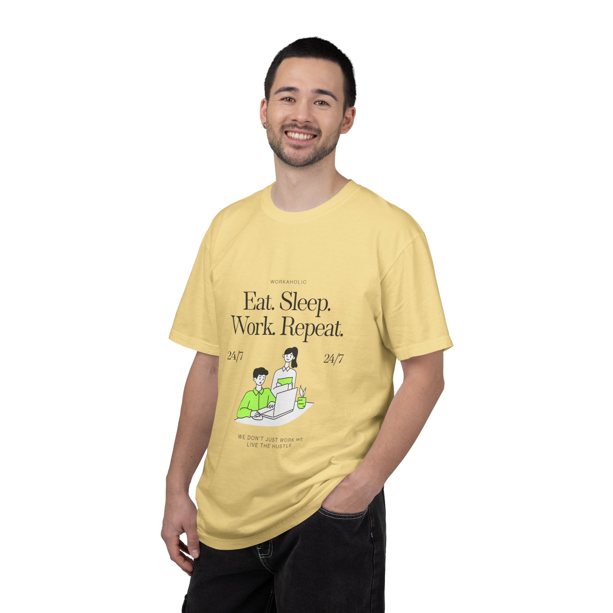 Eat. Sleep. Work. Repeat. Tee — Minimalist Remote Work Graphic T-Shirt