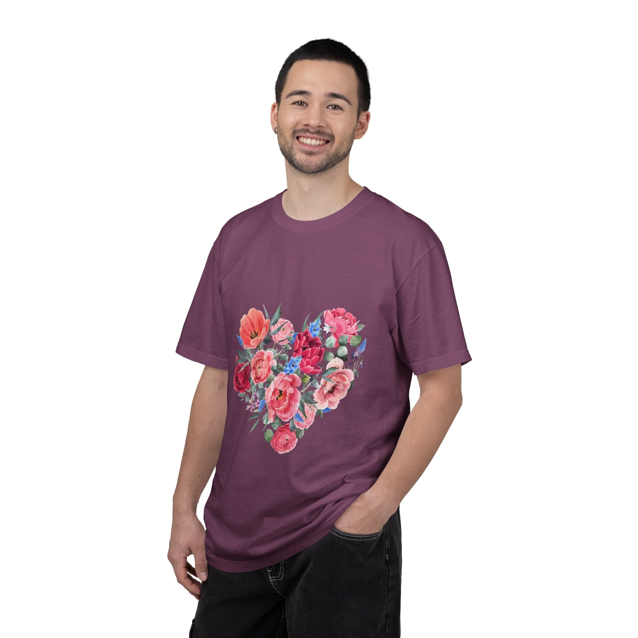 Floral Heart T-Shirt – Watercolor Rose Heart Graphic Tee (Valentine’s Day, Mother's Day)