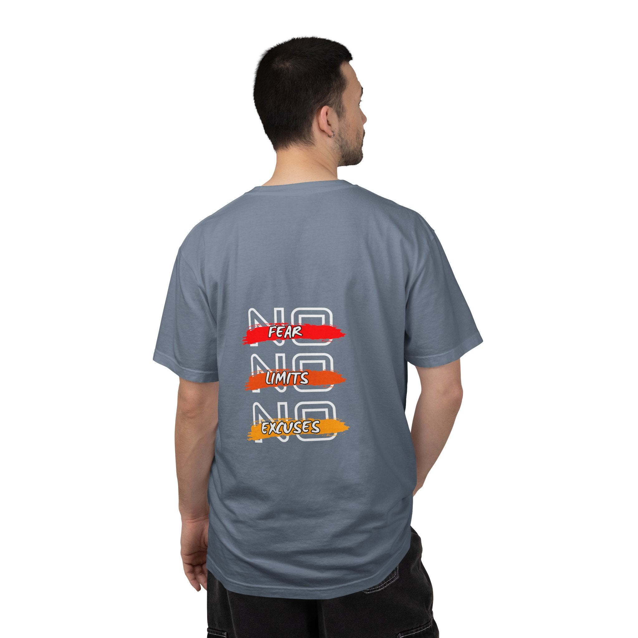 T-Shirt — "No Fear, No Limits, No Excuses" Motivational Graphic Tee