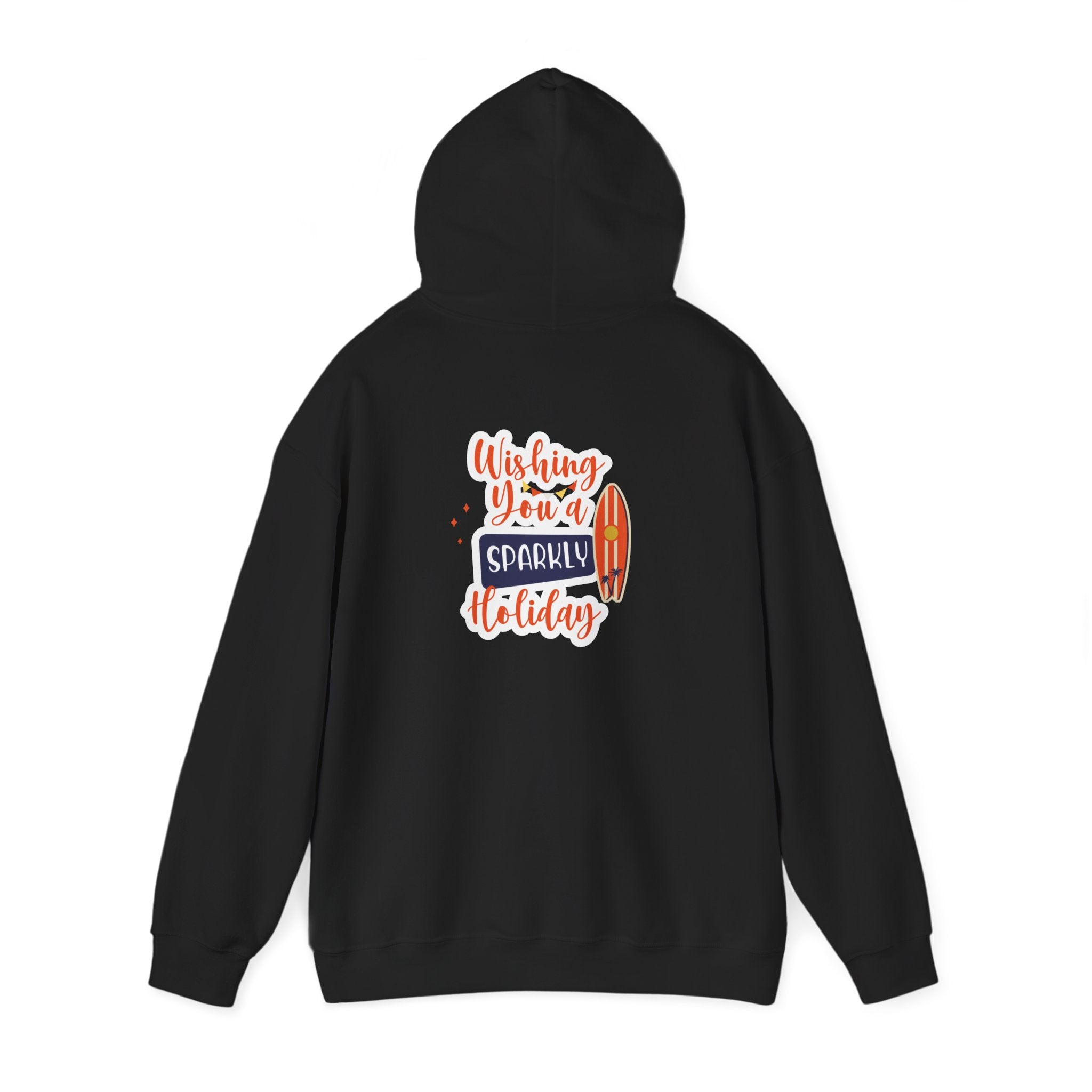 Holiday Surf Hoodie — "Wishing You a Sparkly Holiday" Tropical Christmas Sweatshirt