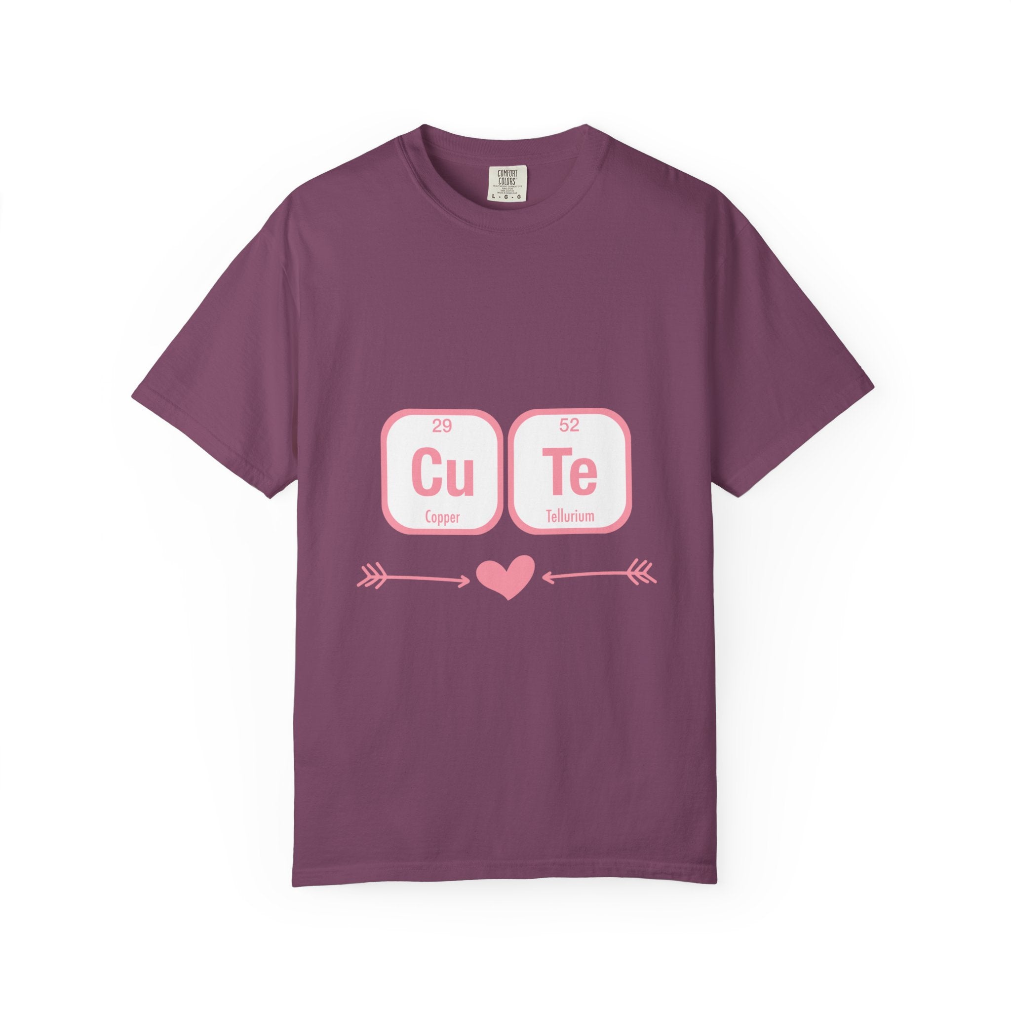 Cute Chemistry Tee — "Cu Te" Element Heart Graphic T-Shirt