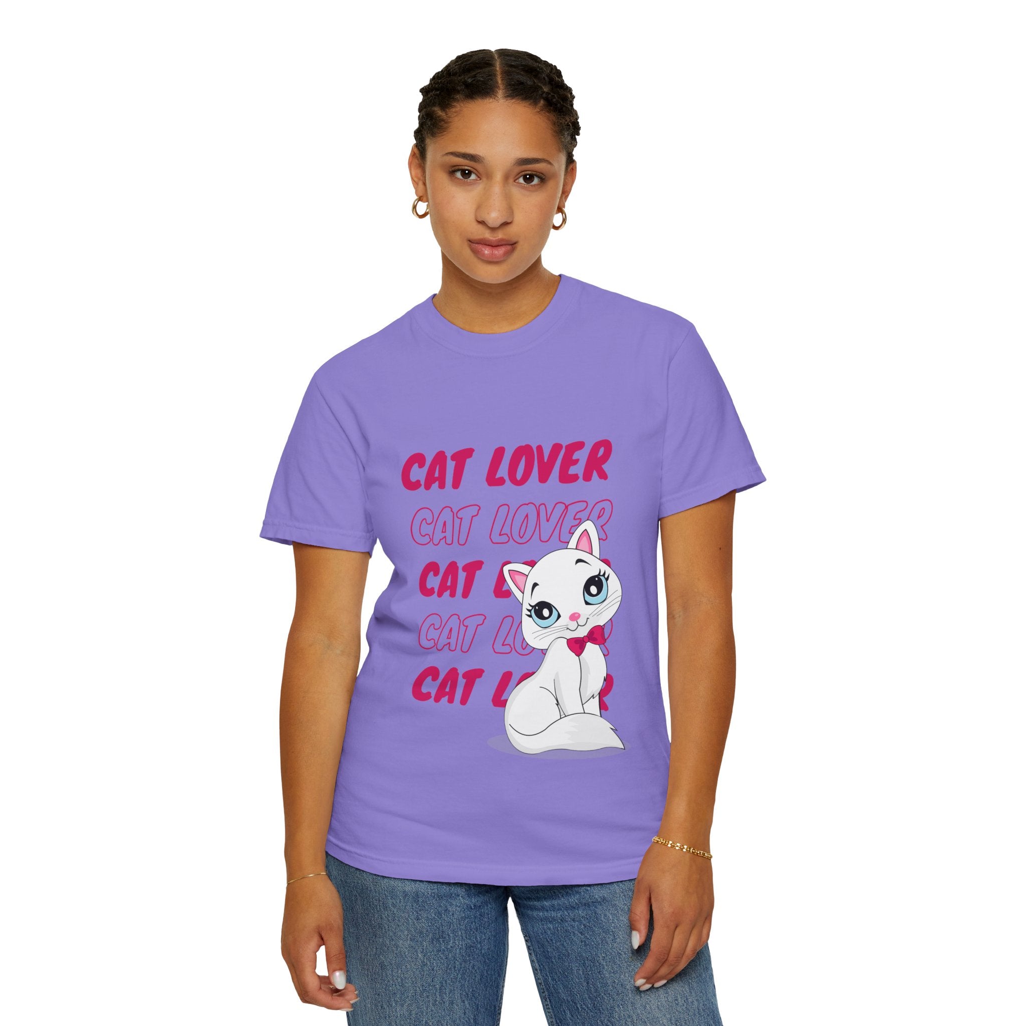 Cat Lover T-Shirt — Cute White Kitten Graphic Tee for Cat Moms & Fans