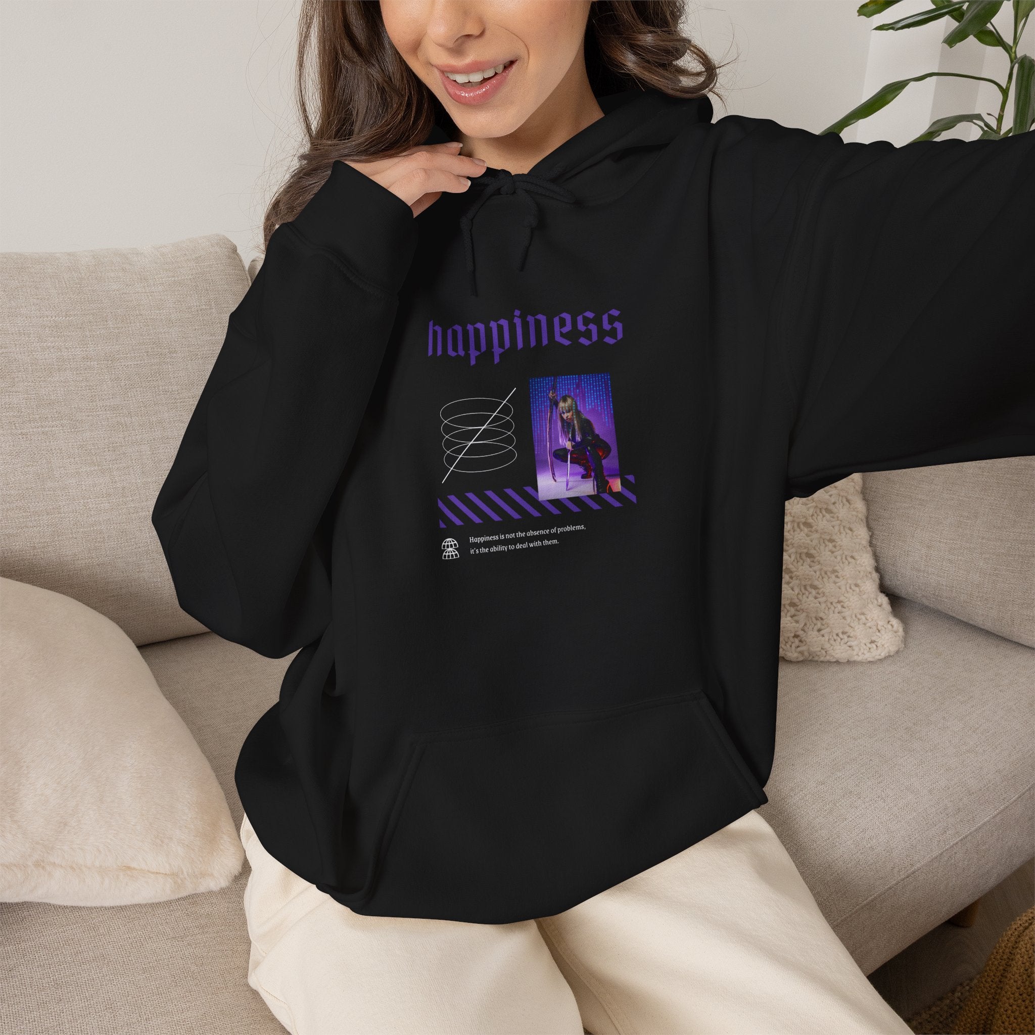 Hoodie — 'happiness' Vaporwave Graphic Pullover