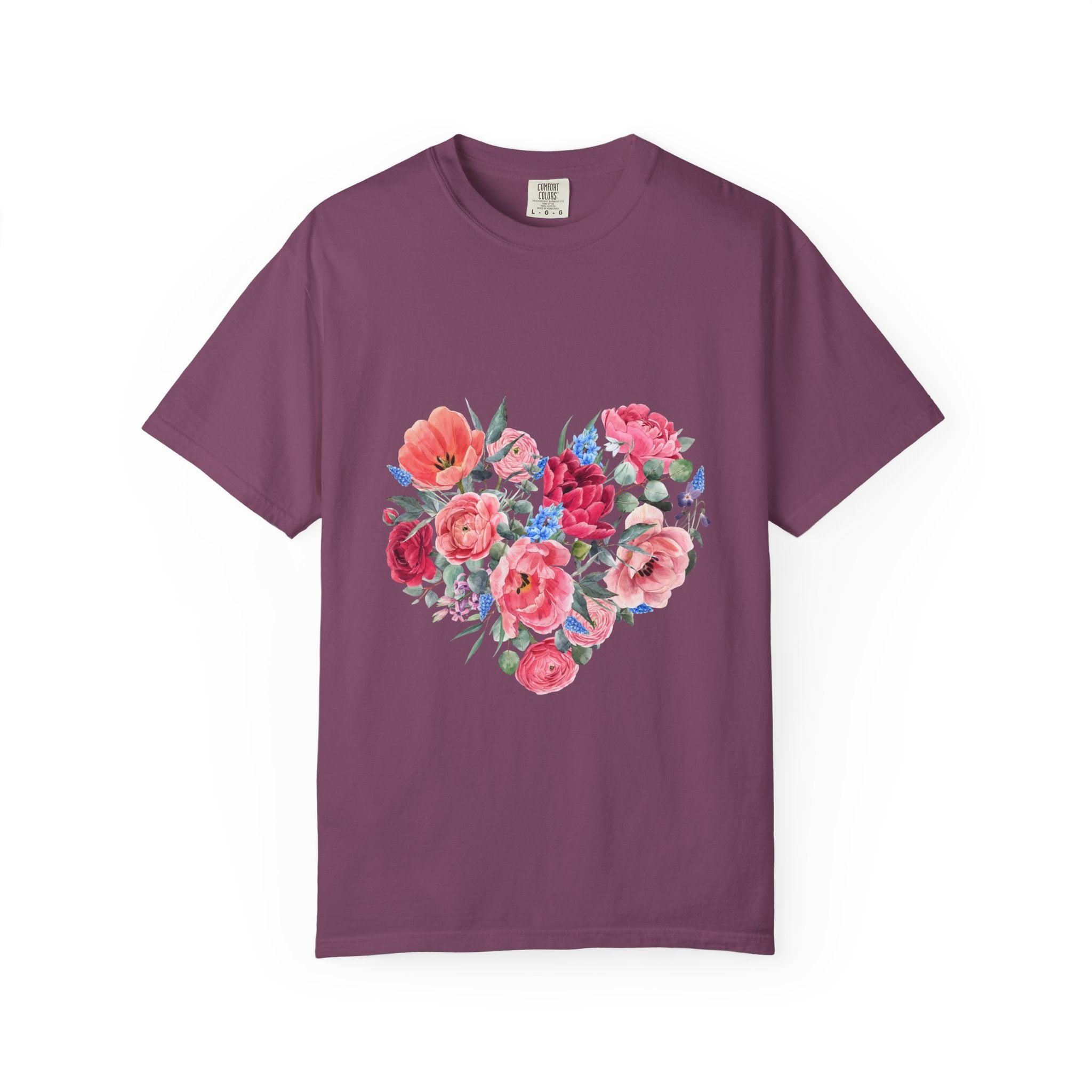 Floral Heart T-Shirt – Watercolor Rose Heart Graphic Tee (Valentine’s Day, Mother's Day)