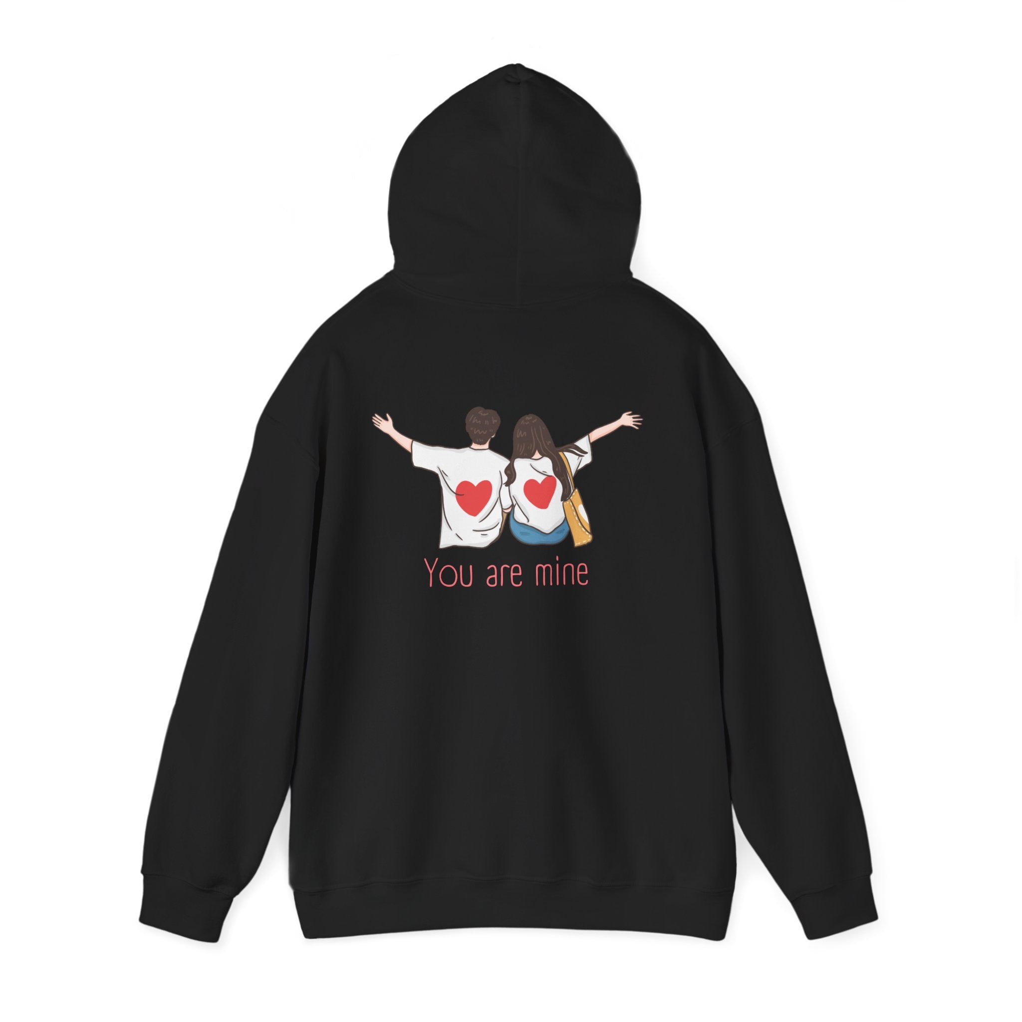 Cute Couples Hoodie — "You Are Mine" Matching Heart Back Design