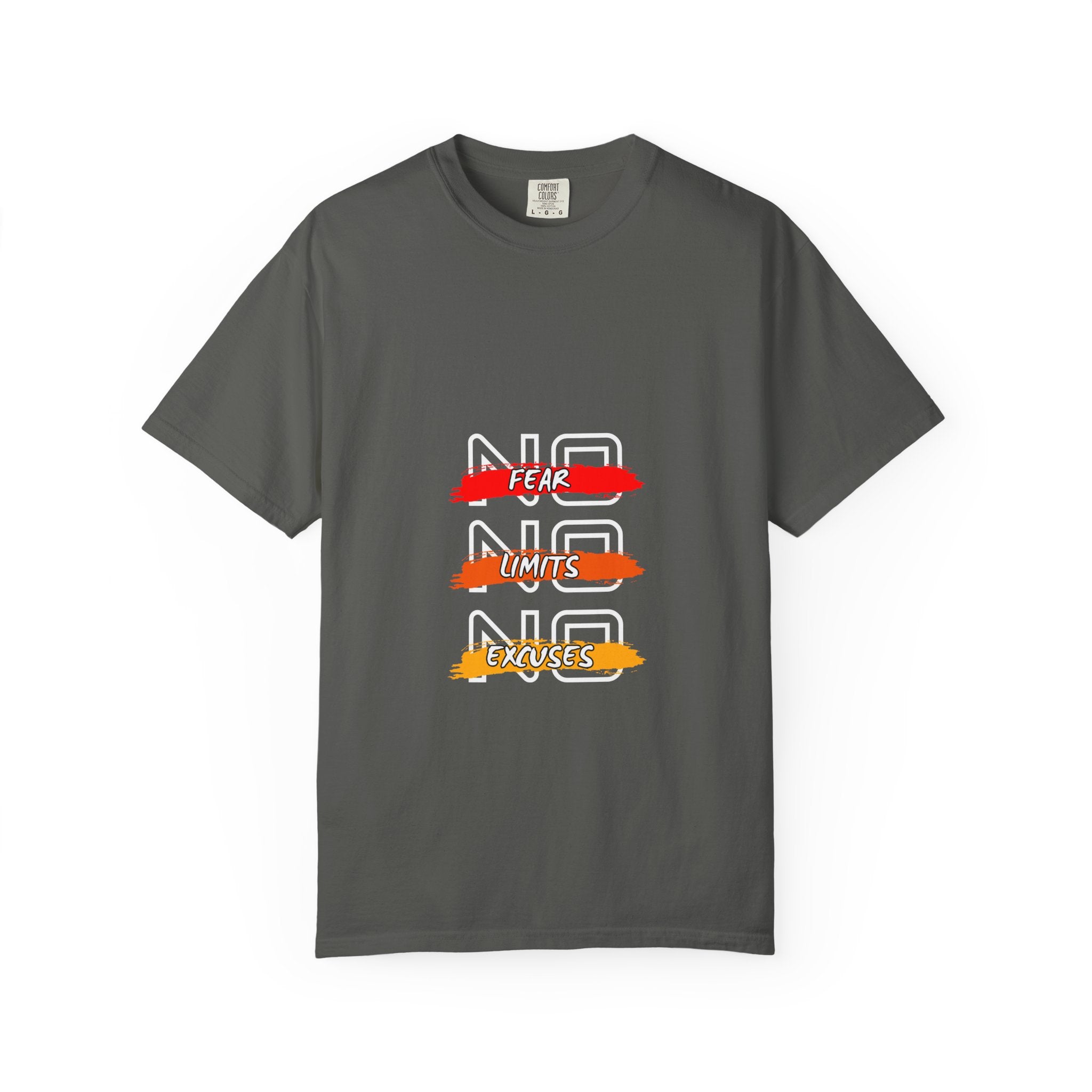T-Shirt — "No Fear, No Limits, No Excuses" Motivational Graphic Tee
