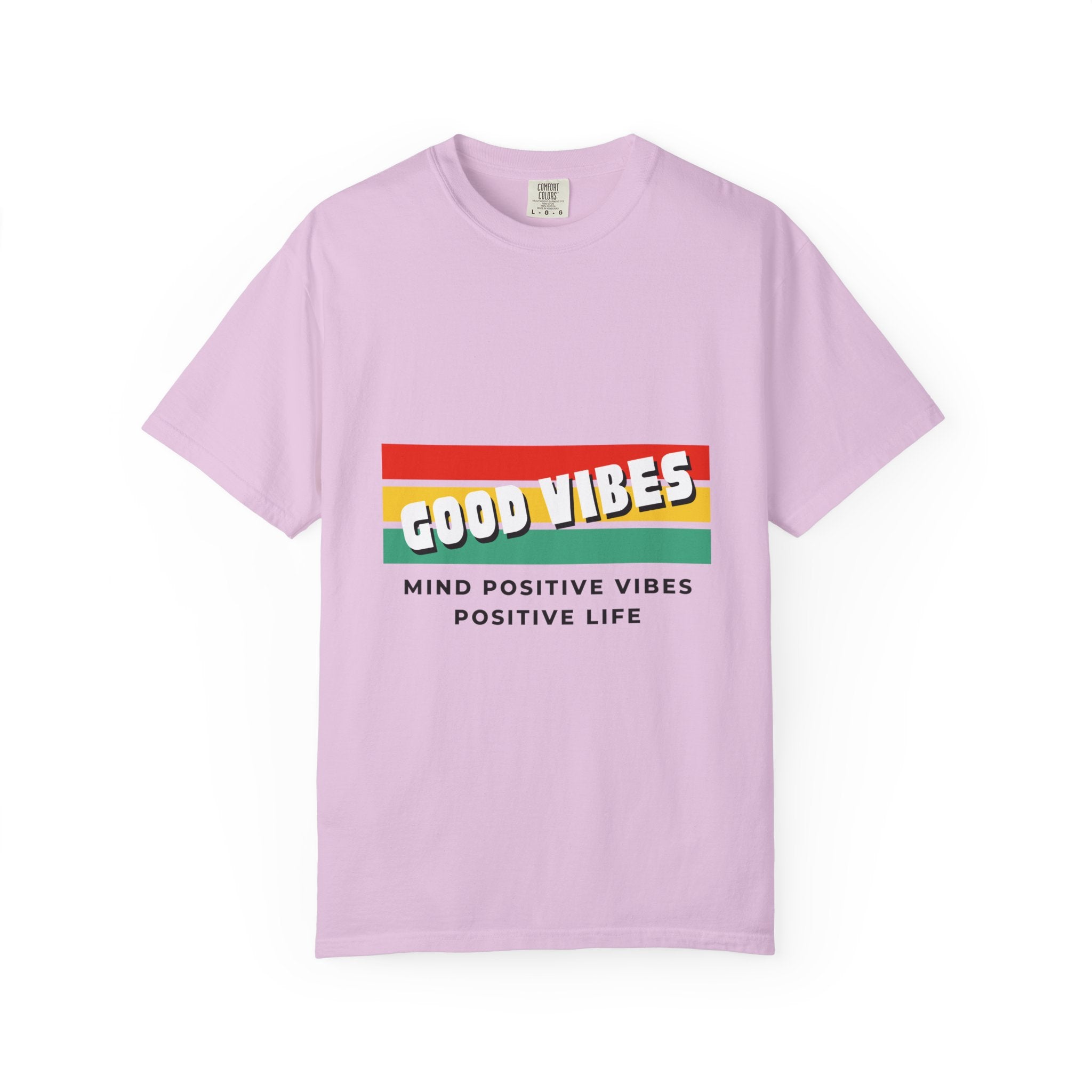 Good Vibes T-Shirt — Retro Stripes “Mind Positive Vibes, Positive Life”