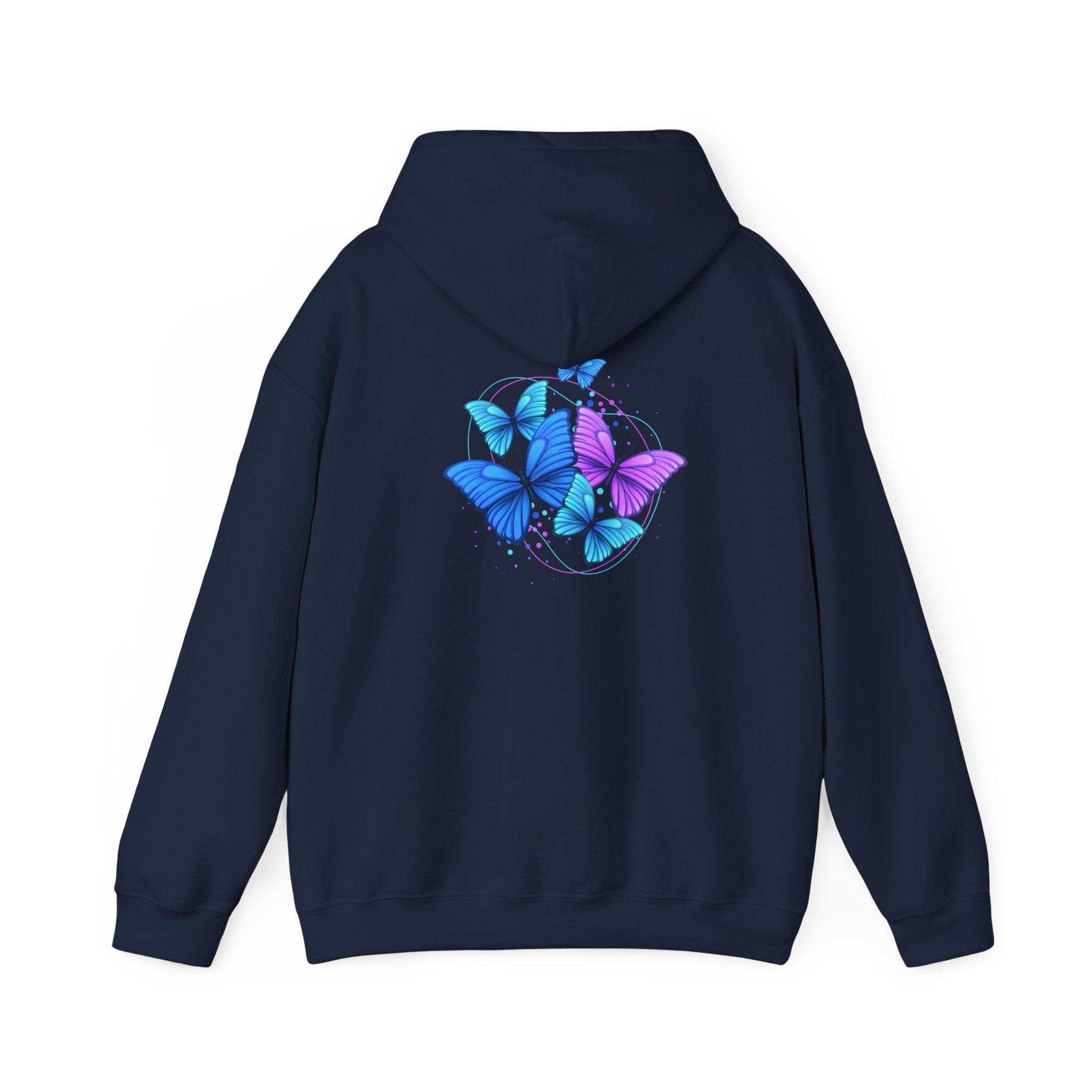Butterfly Cluster Hoodie – Blue & Purple Butterfly Graphic Sweatshirt