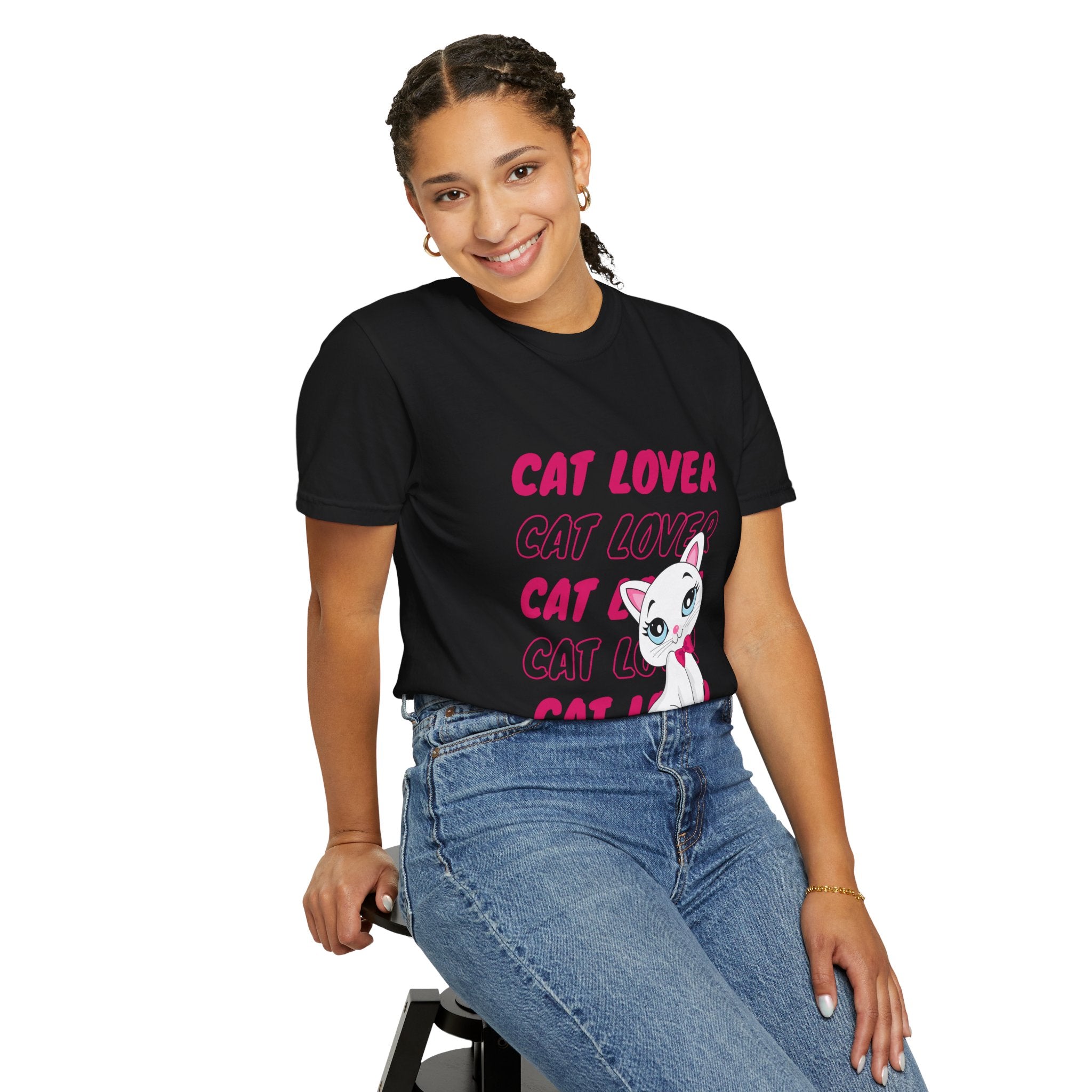 Cat Lover T-Shirt — Cute White Kitten Graphic Tee for Cat Moms & Fans
