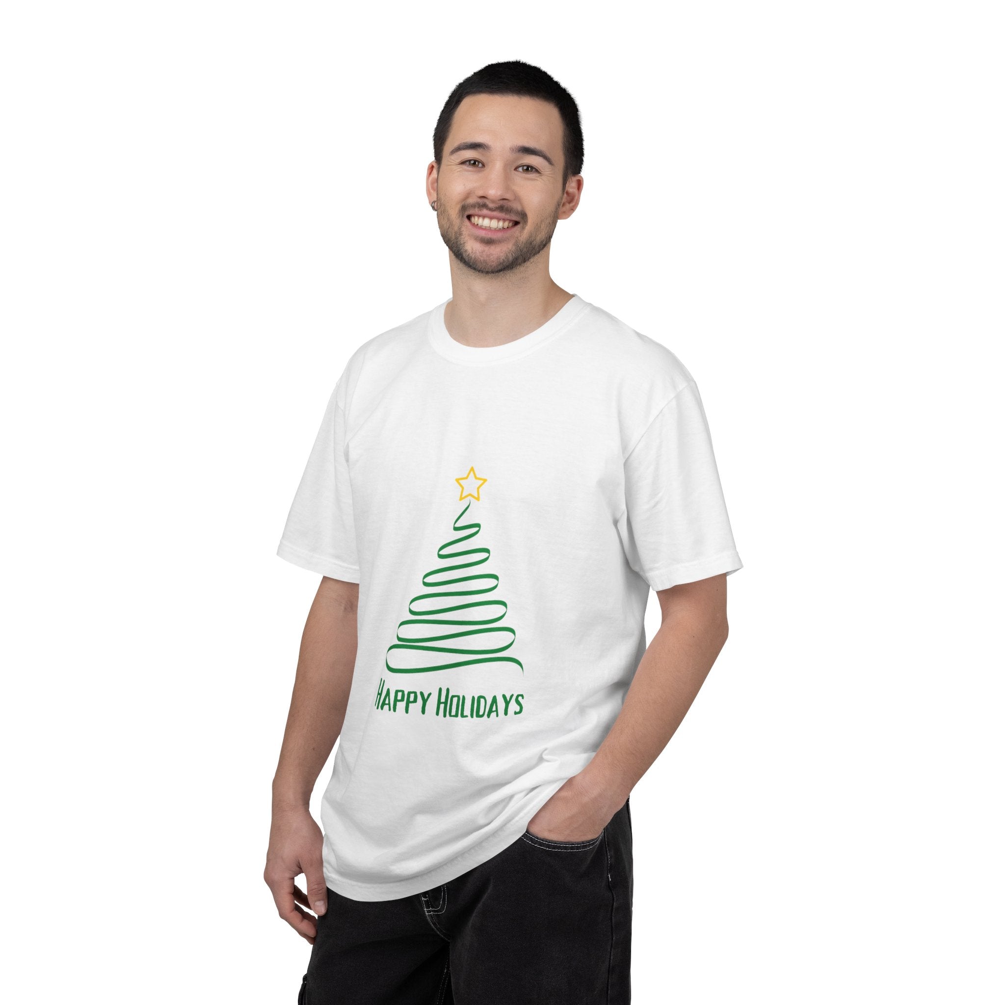Holiday Spiral Christmas Tree T-Shirt — "Happy Holidays" Minimalist Graphic