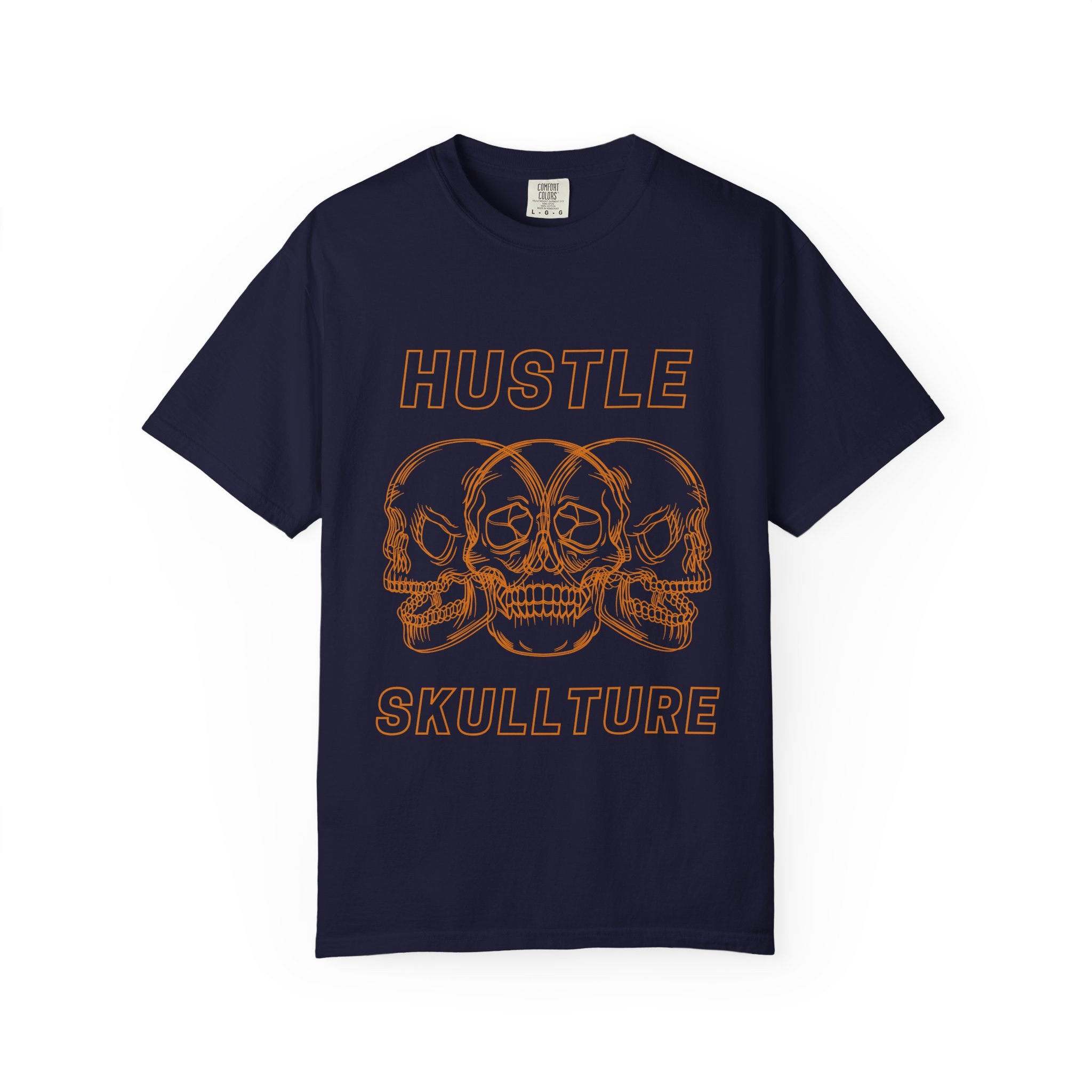 Hustle Skullture Tee — Vintage Skull Graphic T-Shirt for Streetwear & Edgy Style