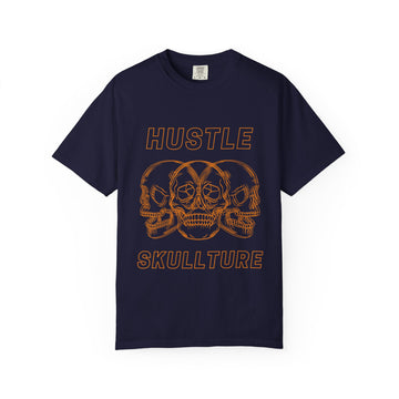 Hustle Skullture Tee — Vintage Skull Graphic T-Shirt for Streetwear & Edgy Style