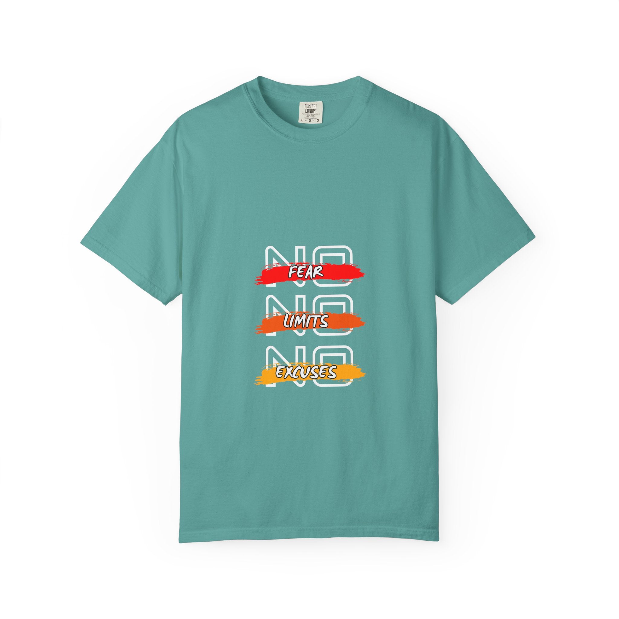 T-Shirt — "No Fear, No Limits, No Excuses" Motivational Graphic Tee