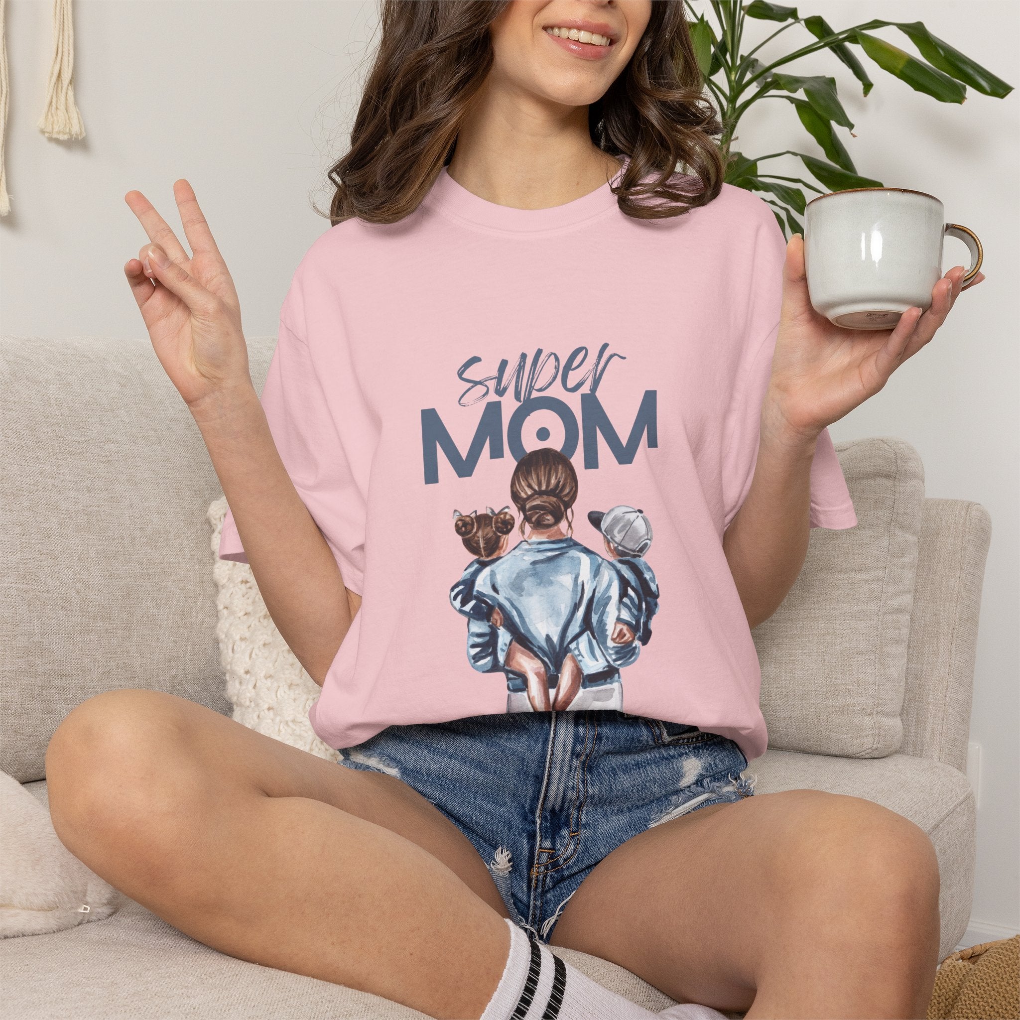 Super Mom T-Shirt — Mom with Kids Graphic Tee | Mother's Day Gift