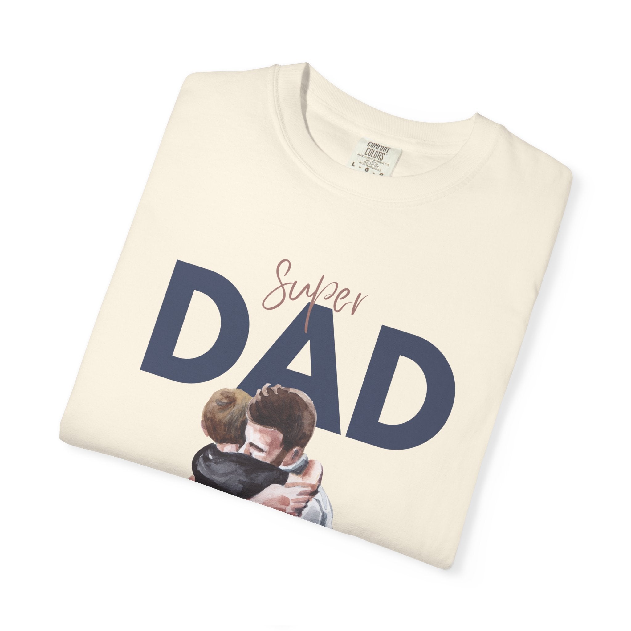 Father & Son Hug T-Shirt — Super Dad Graphic Tee for Father's Day