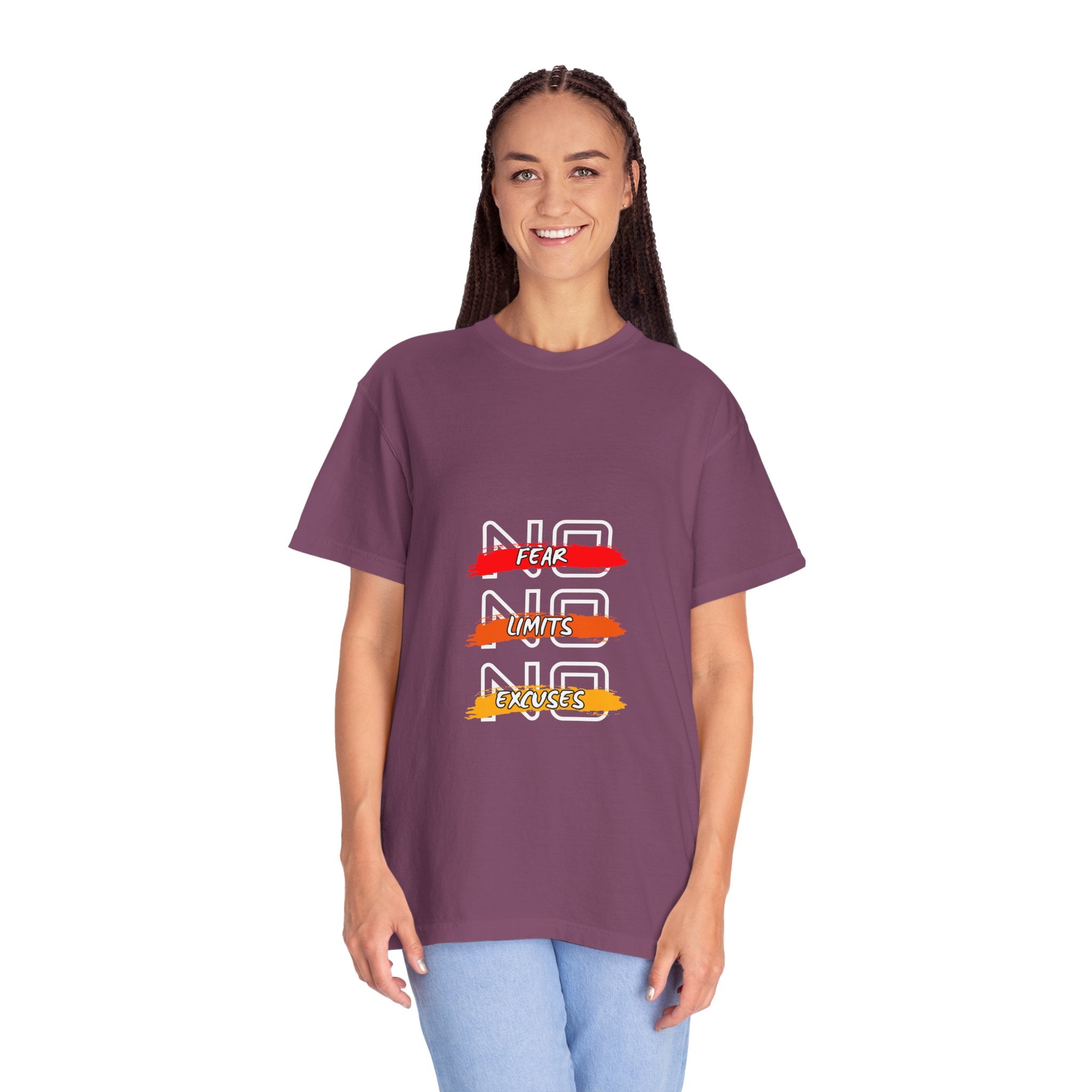 T-Shirt — "No Fear, No Limits, No Excuses" Motivational Graphic Tee