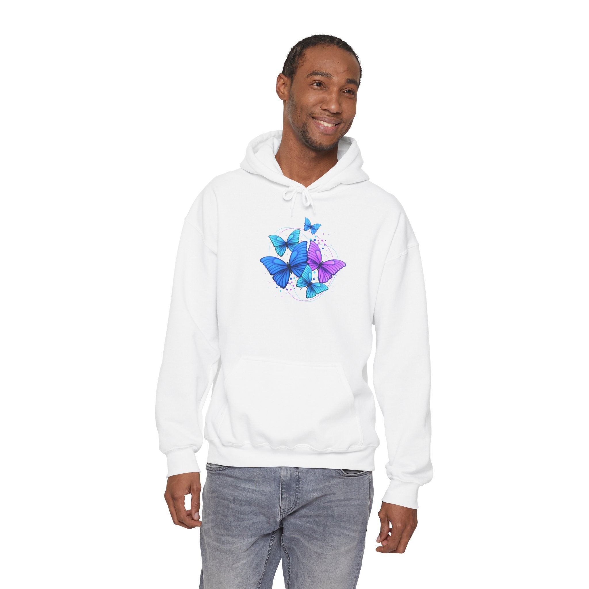 Butterfly Cluster Hoodie – Blue & Purple Butterfly Graphic Sweatshirt