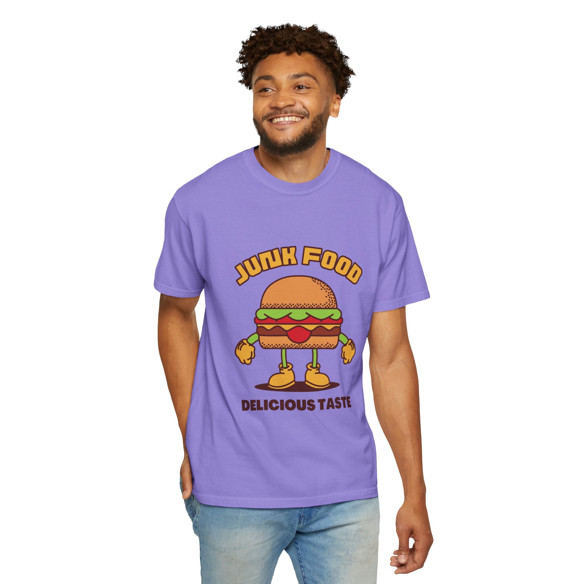 Junk Food Burger T-Shirt — Cute Retro ‘Delicious Taste’ Graphic Tee