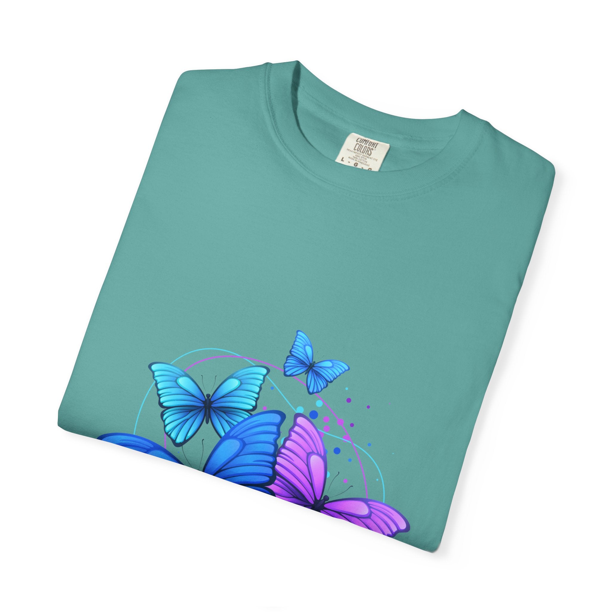 Butterfly Cluster T‑Shirt — Blue & Purple Wings Graphic Tee