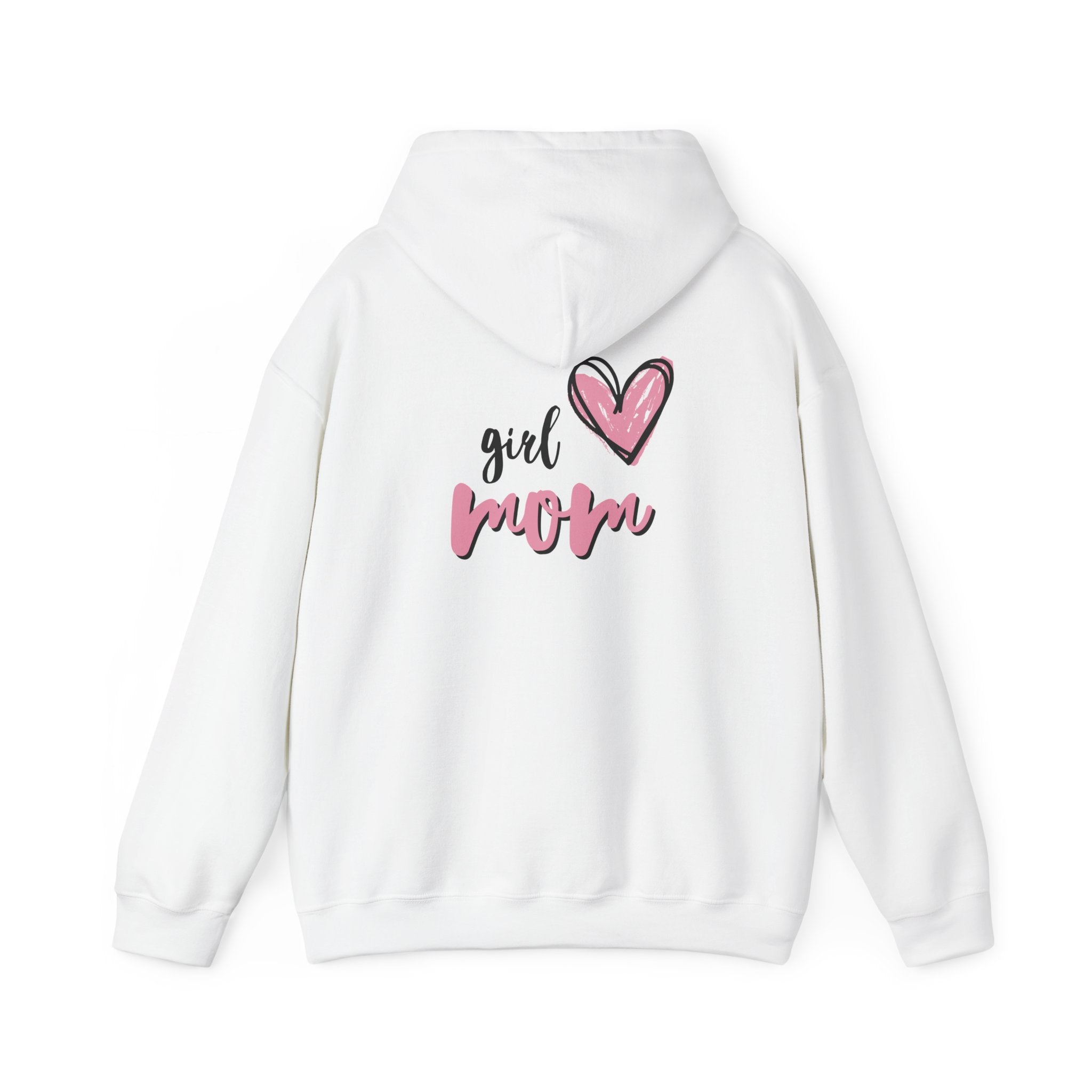 Girl Mom Hoodie — Cute Pink Heart Mom Sweatshirt, Mother’s Day Gift