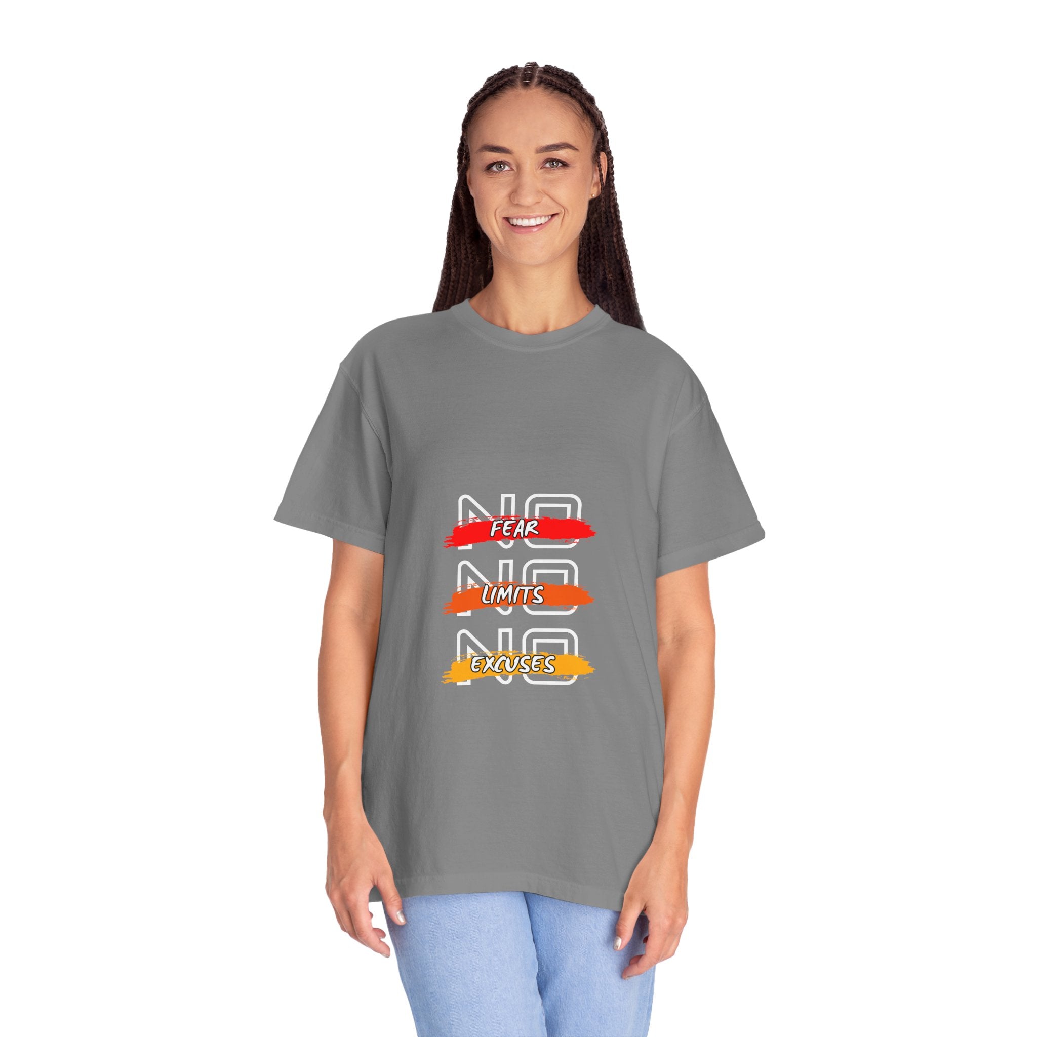 T-Shirt — "No Fear, No Limits, No Excuses" Motivational Graphic Tee