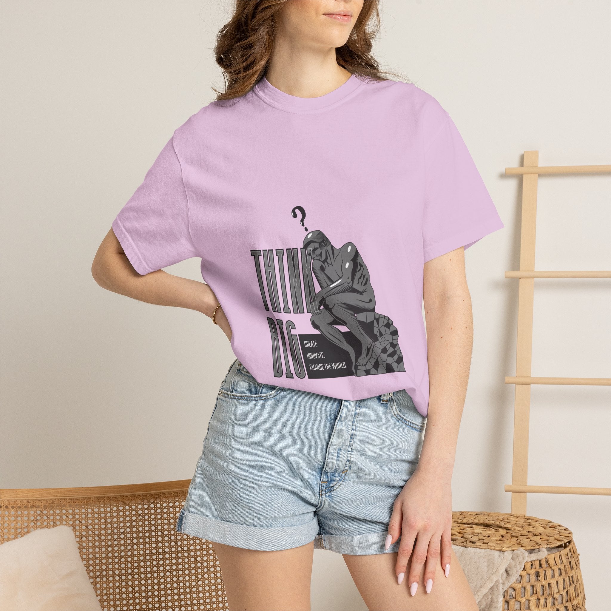 Think Big T-Shirt — Motivational Graphic Tee with Thinking Man Design