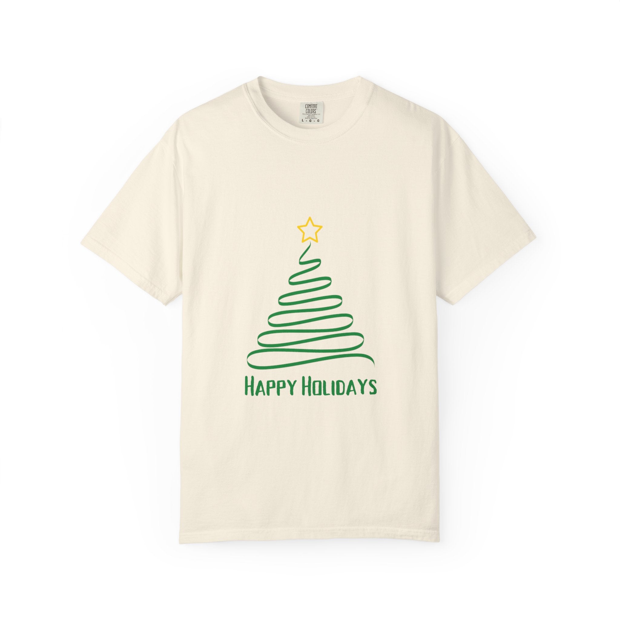 Holiday Spiral Christmas Tree T-Shirt — "Happy Holidays" Minimalist Graphic