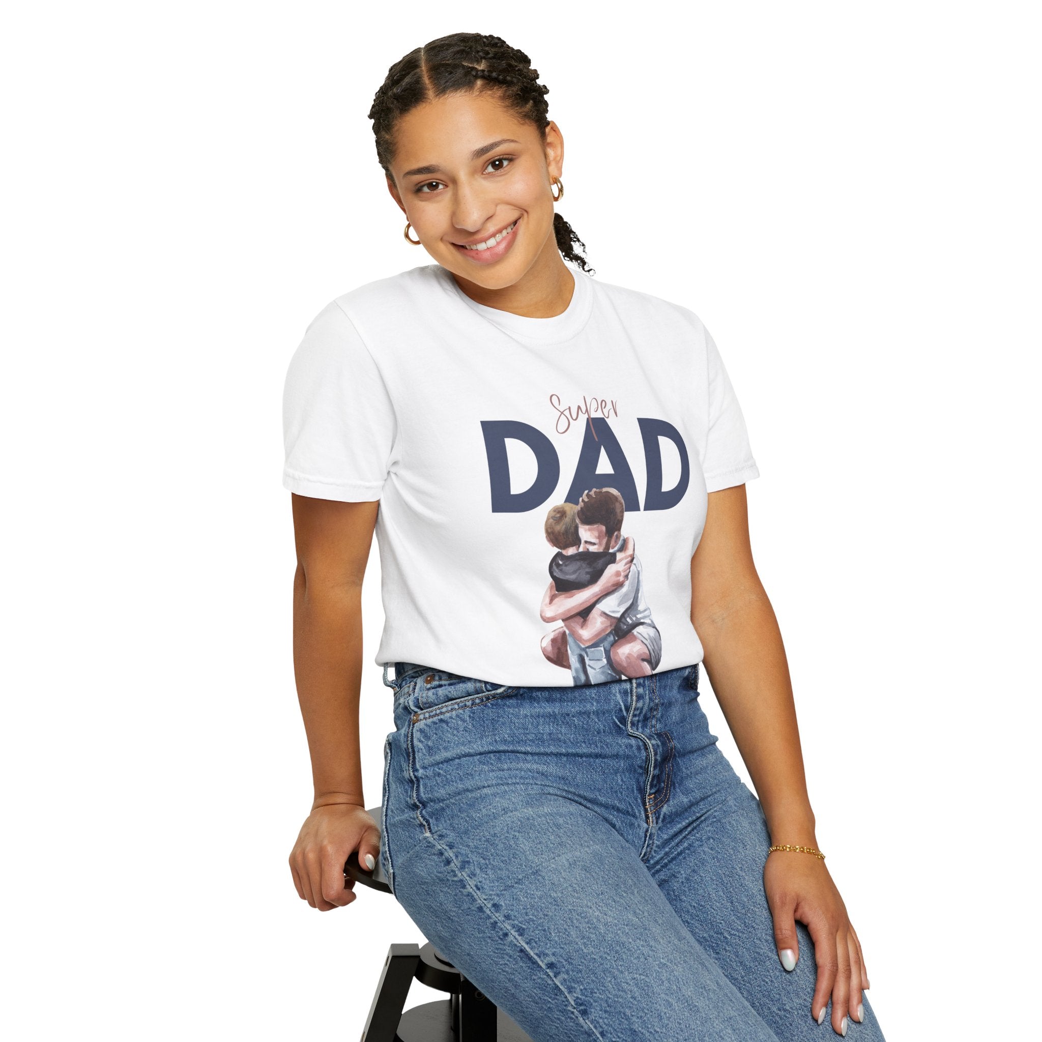 Father & Son Hug T-Shirt — Super Dad Graphic Tee for Father's Day