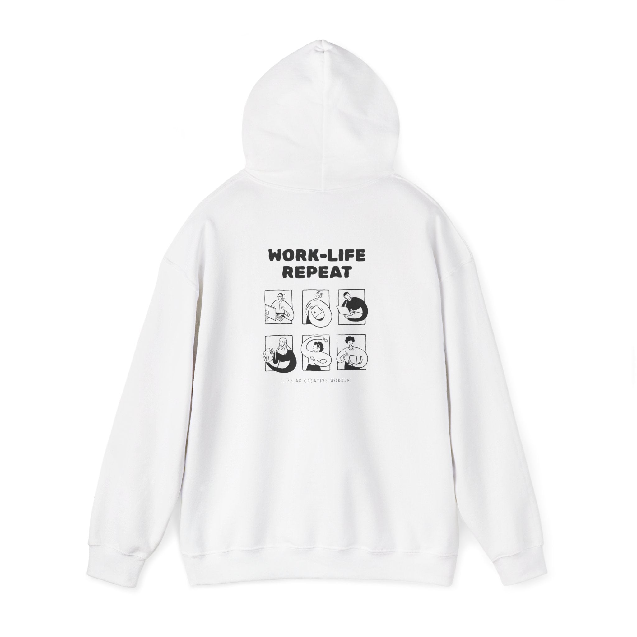 Work-Life Repeat Hoodie — Minimal Anime Grid Sweatshirt