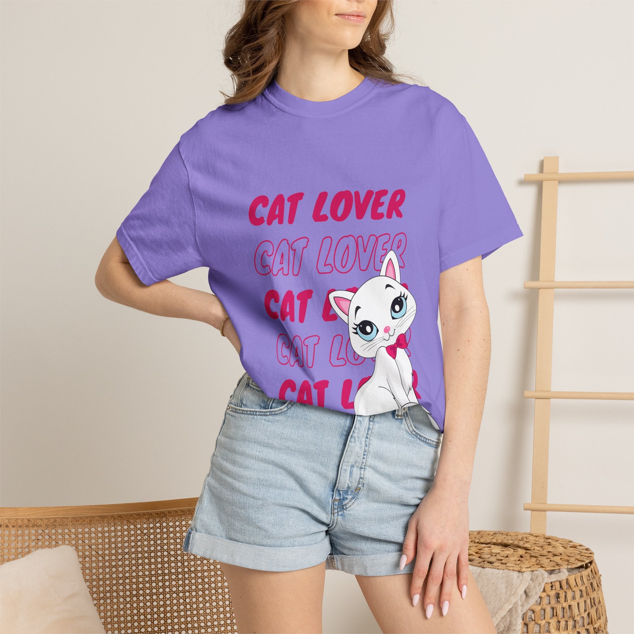 Cat Lover T-Shirt — Cute White Kitten Graphic Tee for Cat Moms & Fans