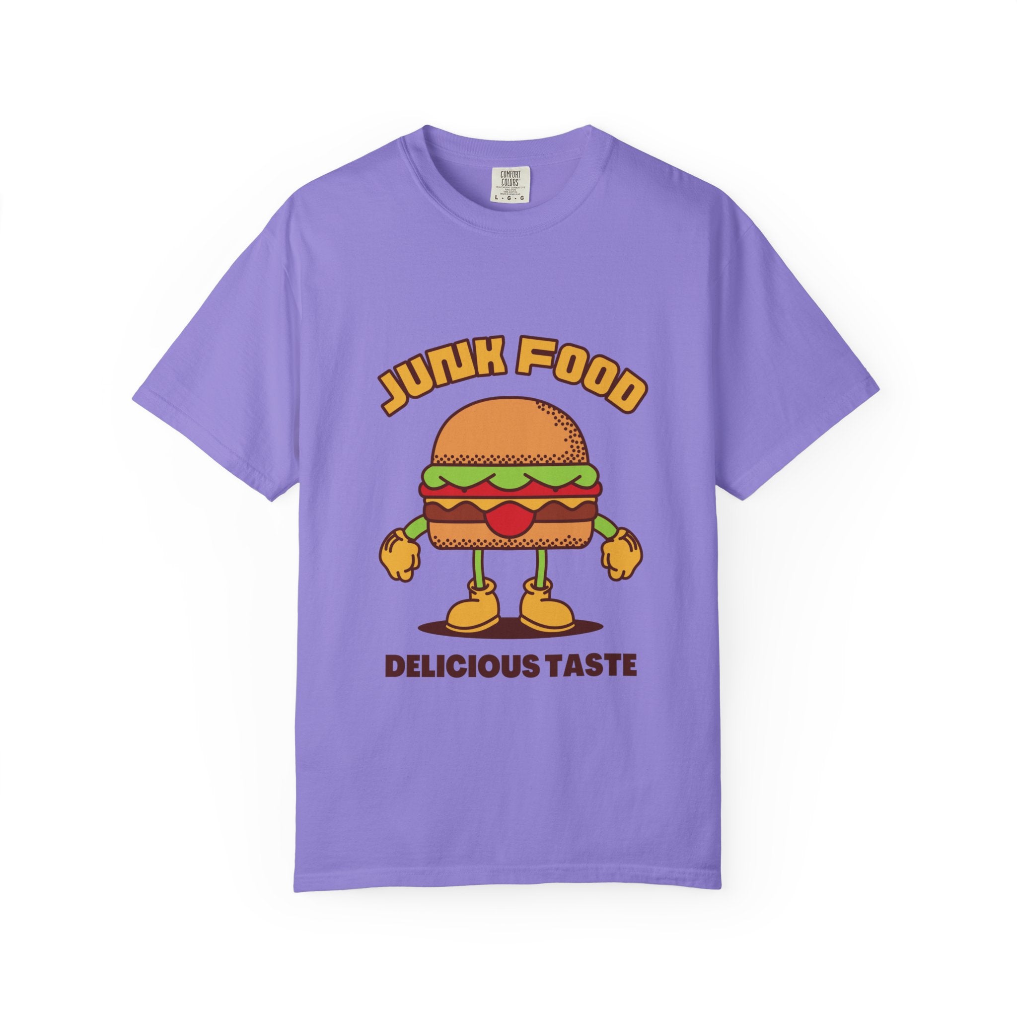 Junk Food Burger T-Shirt — Cute Retro ‘Delicious Taste’ Graphic Tee
