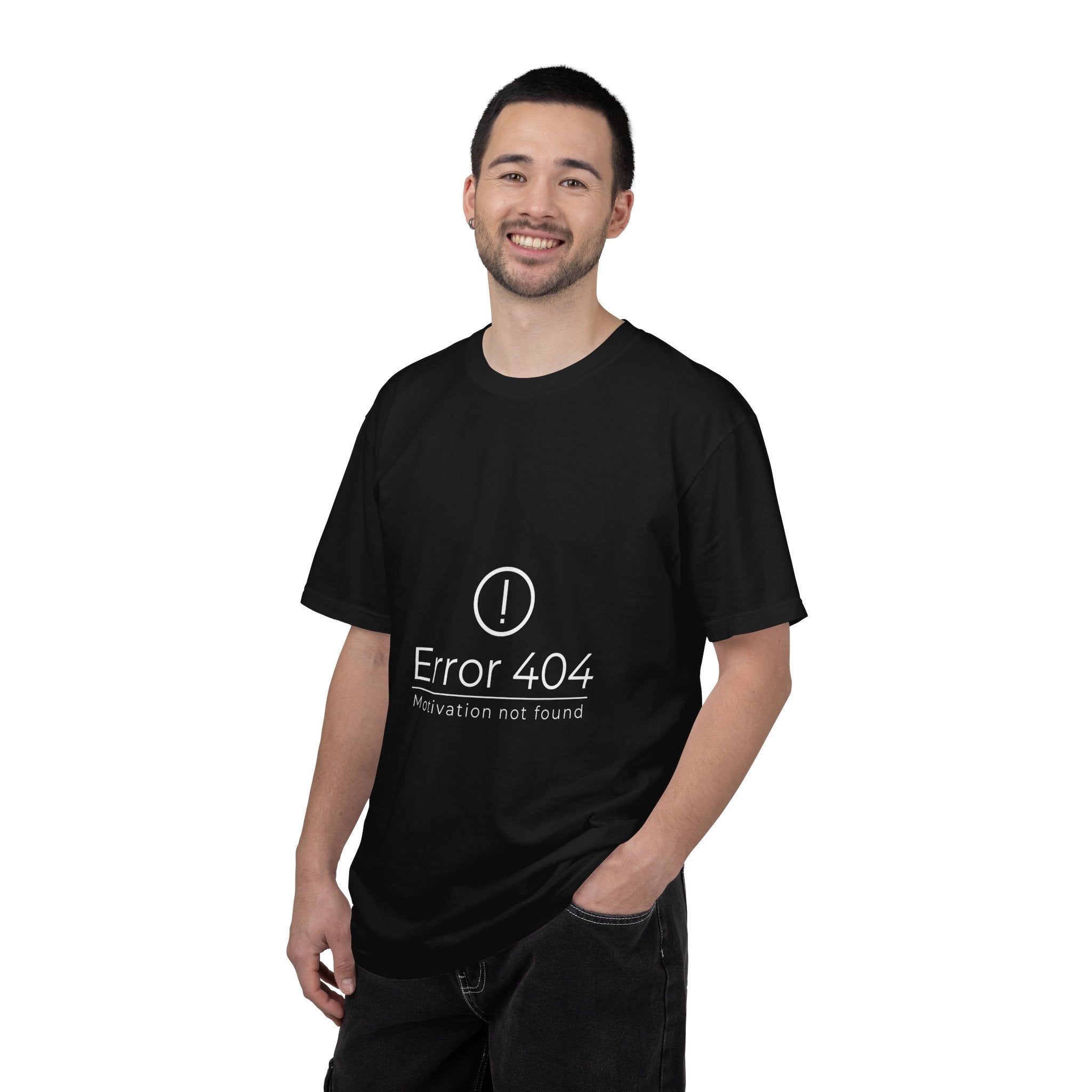 Error 404 T-Shirt — "Motivation Not Found" Funny Tech Graphic Tee