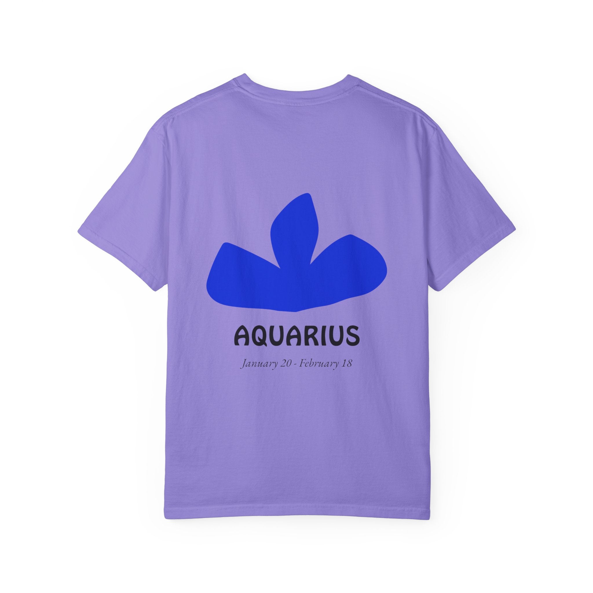 Aquarius Zodiac T-Shirt — Bold Blue Symbol, January 20–February 18 Astrology Tee
