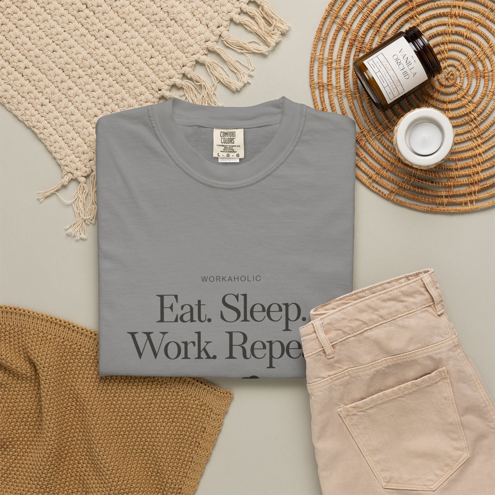 Eat. Sleep. Work. Repeat. Tee — Minimalist Remote Work Graphic T-Shirt