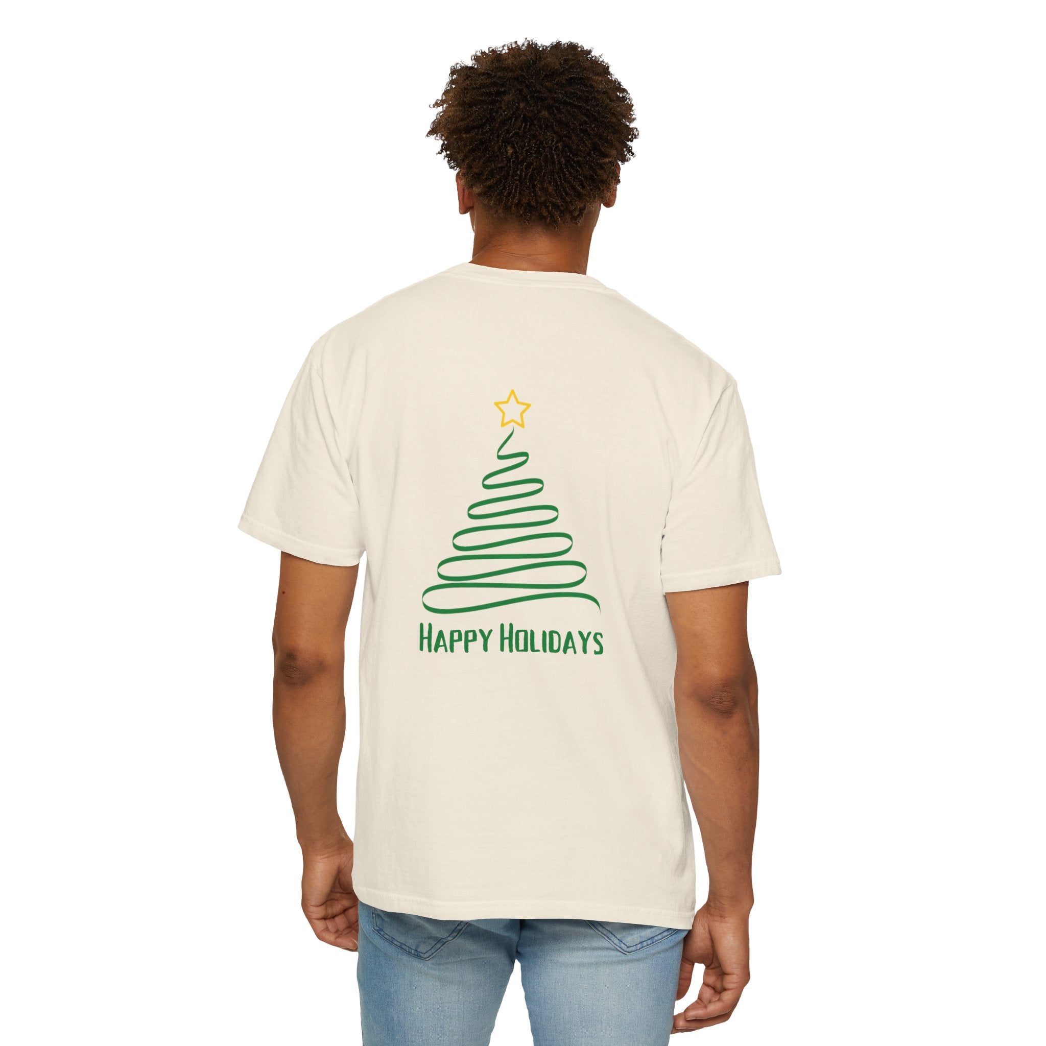 Holiday Spiral Christmas Tree T-Shirt — "Happy Holidays" Minimalist Graphic