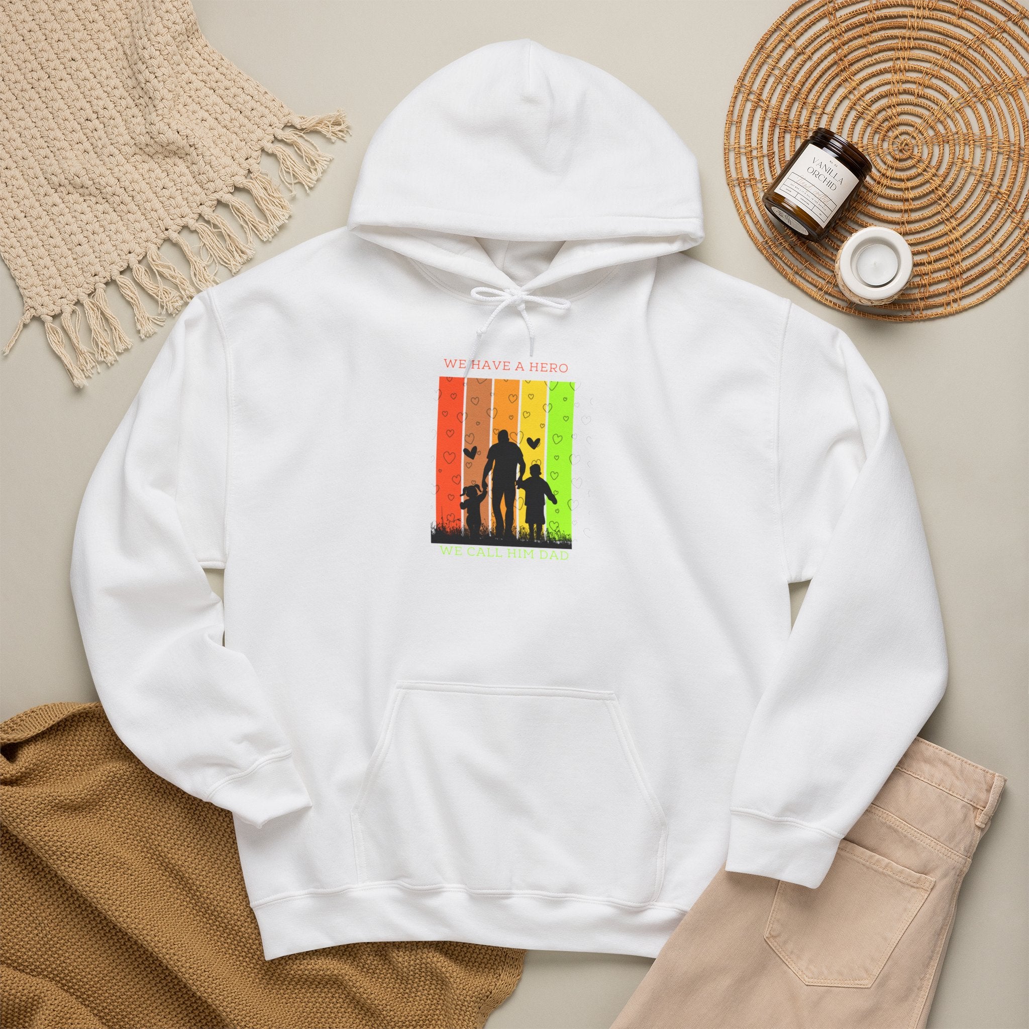 Father and Kids Retro Sunset Hoodie — Dad and Children Silhouette Sweatshirt